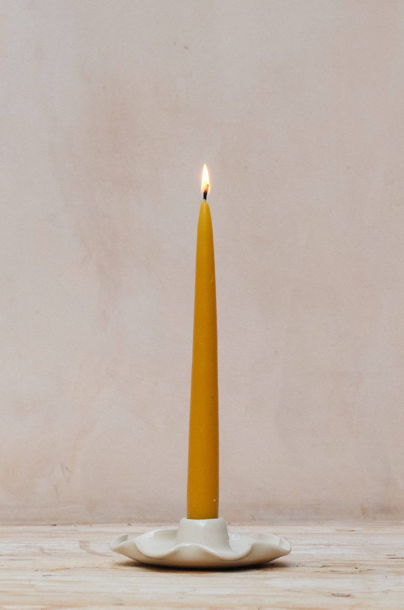 Frilly Candle Holder | Off White Glaze