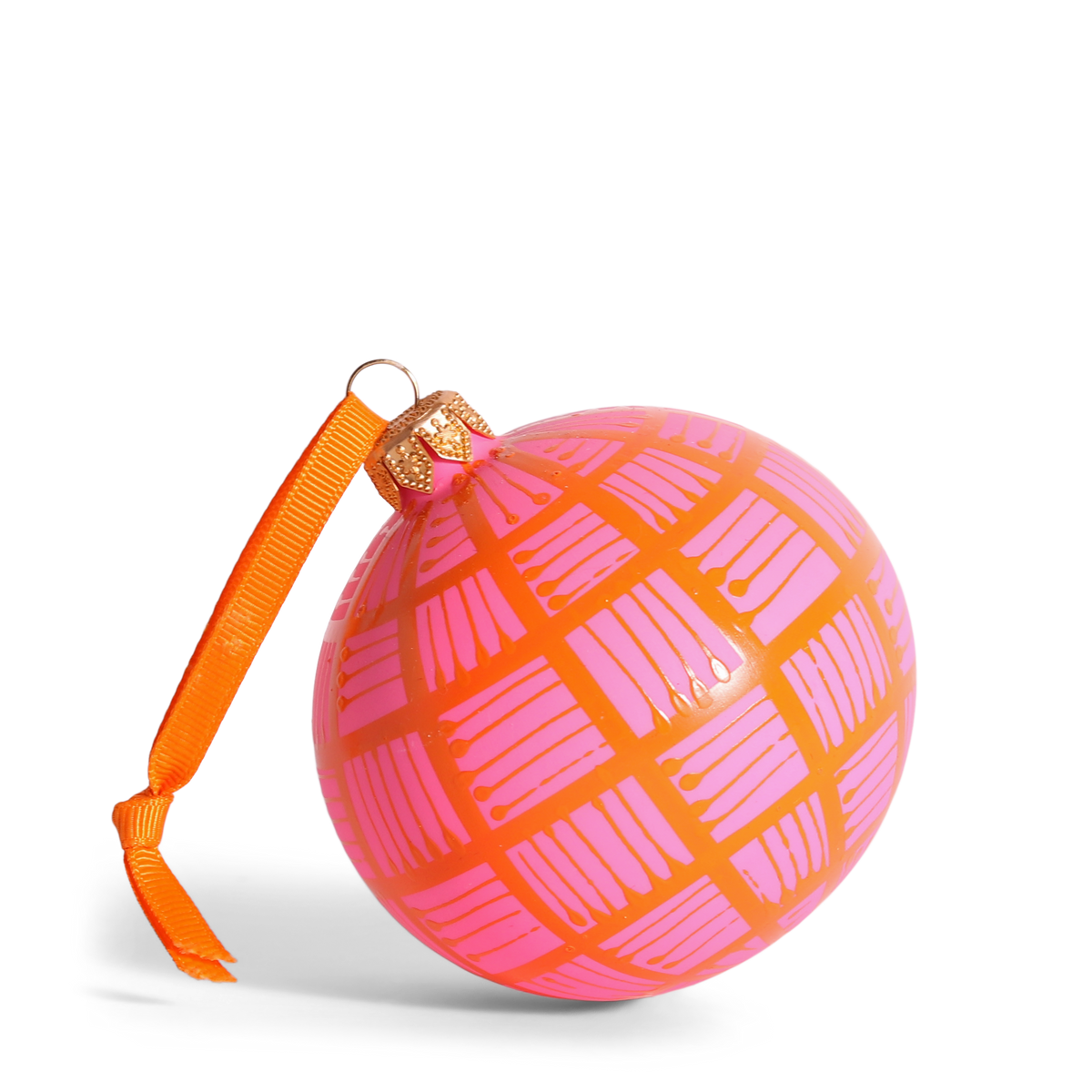 Glass Bauble | Orange on Pink