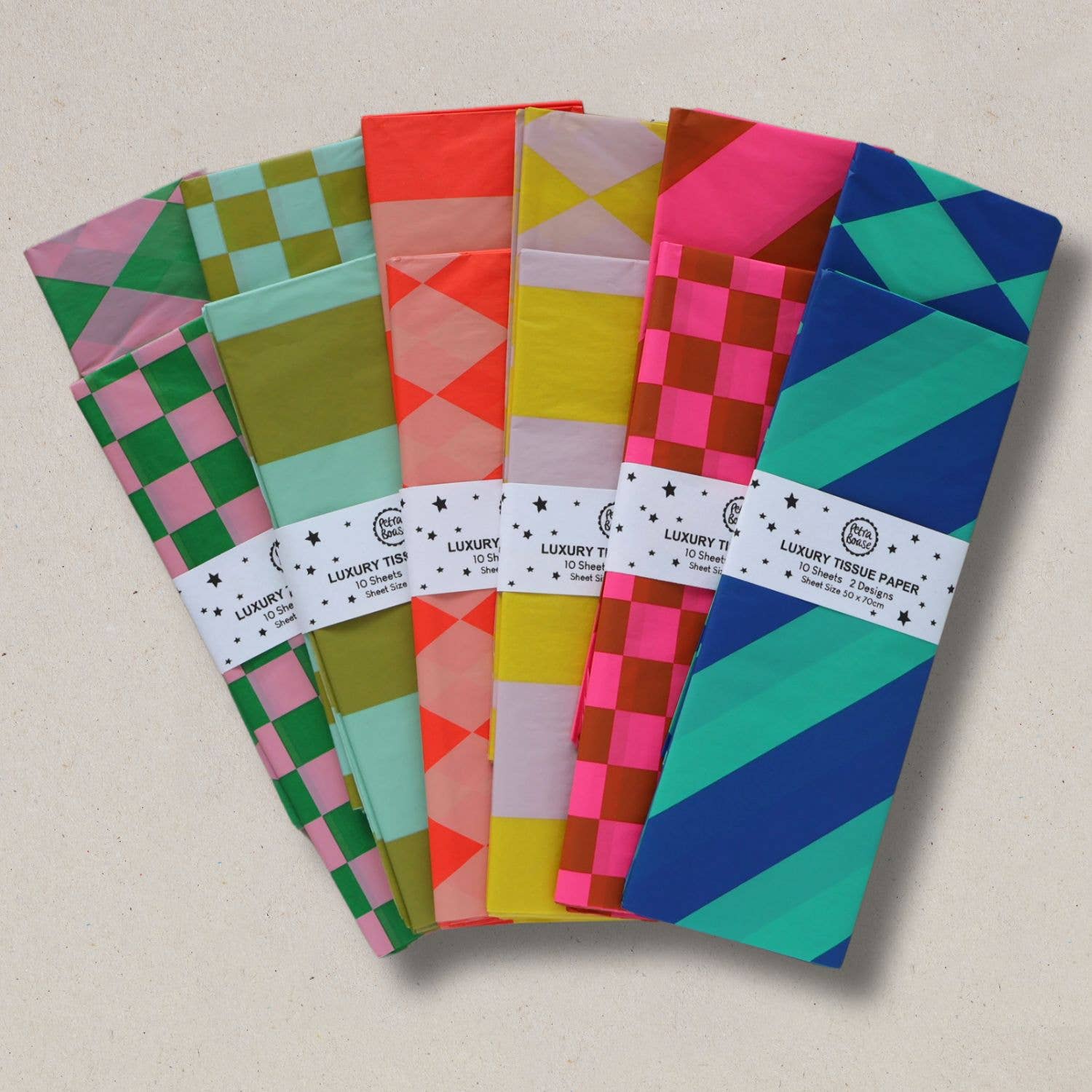 Petra Boase Luxury Tissue Paper Chequerboard/Diagonal - Ginger/Fl Pink