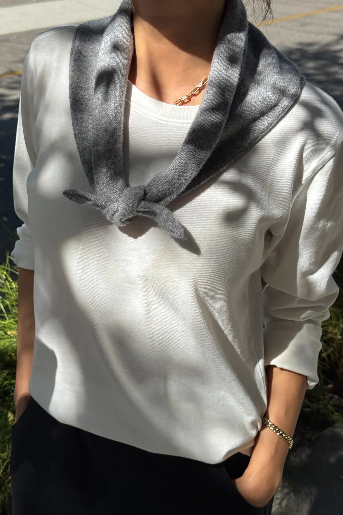 Le Bon Shoppe Cashmere Bandana | Grey-Scarf-Le Bon Shoppe-Ondine Ash