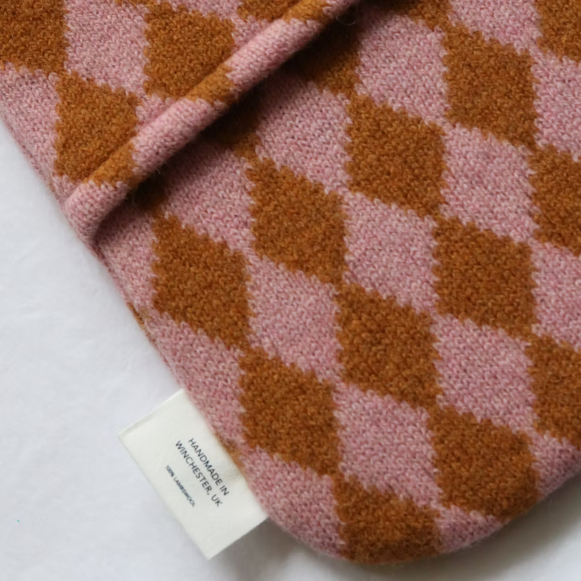 Chickpea Hot Water Bottle | Harlequin Caramel and Pink-hot water bottle cover-Chickpea-Ondine Ash