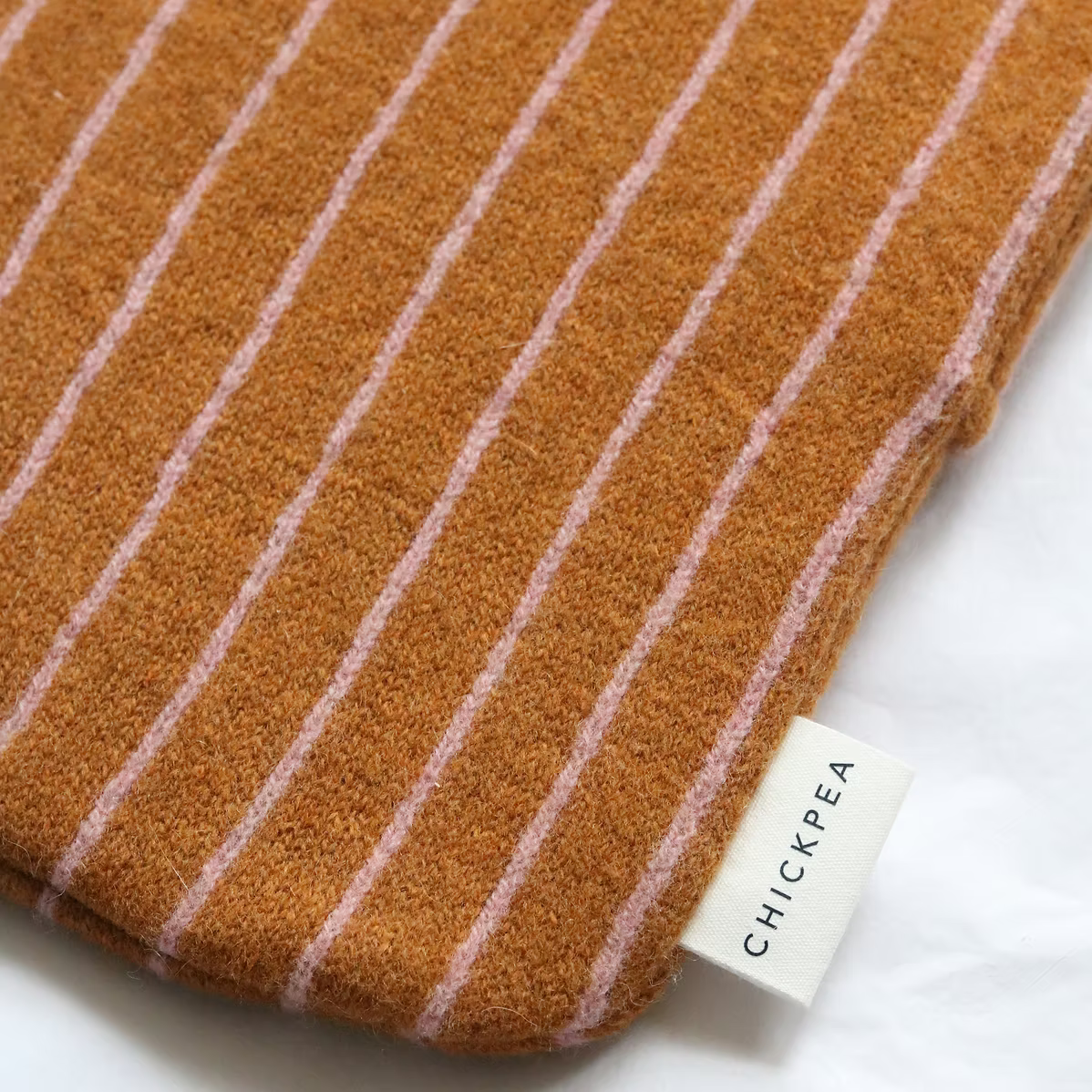 Chickpea Hot Water Bottle | Caramel With Pink Pinstripe-hot water bottle cover-Chickpea-Ondine Ash