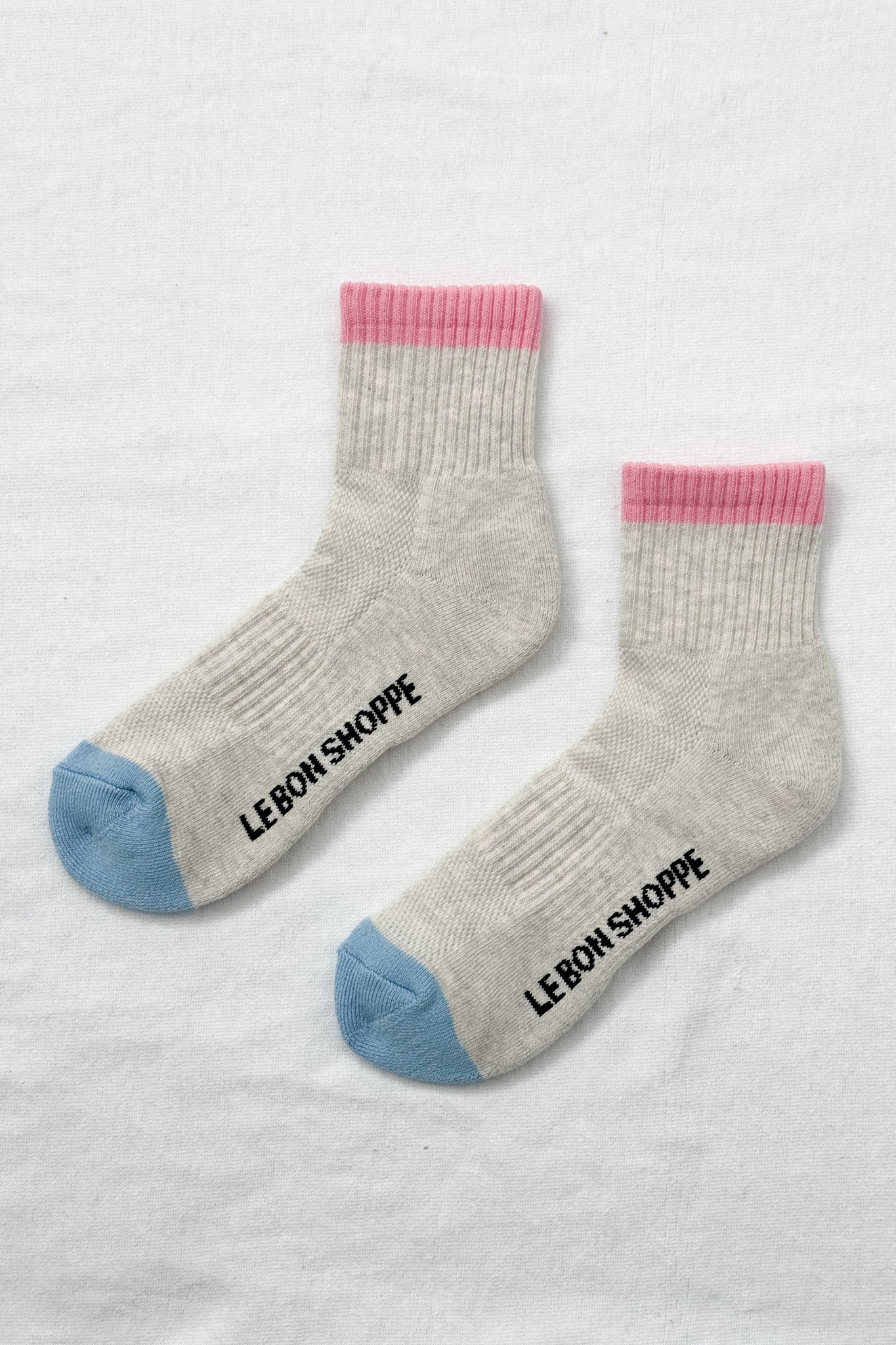 Le Bon Shoppe Girlfriend Socks | Grey Pink-Socks-Le Bon Shoppe-Ondine Ash