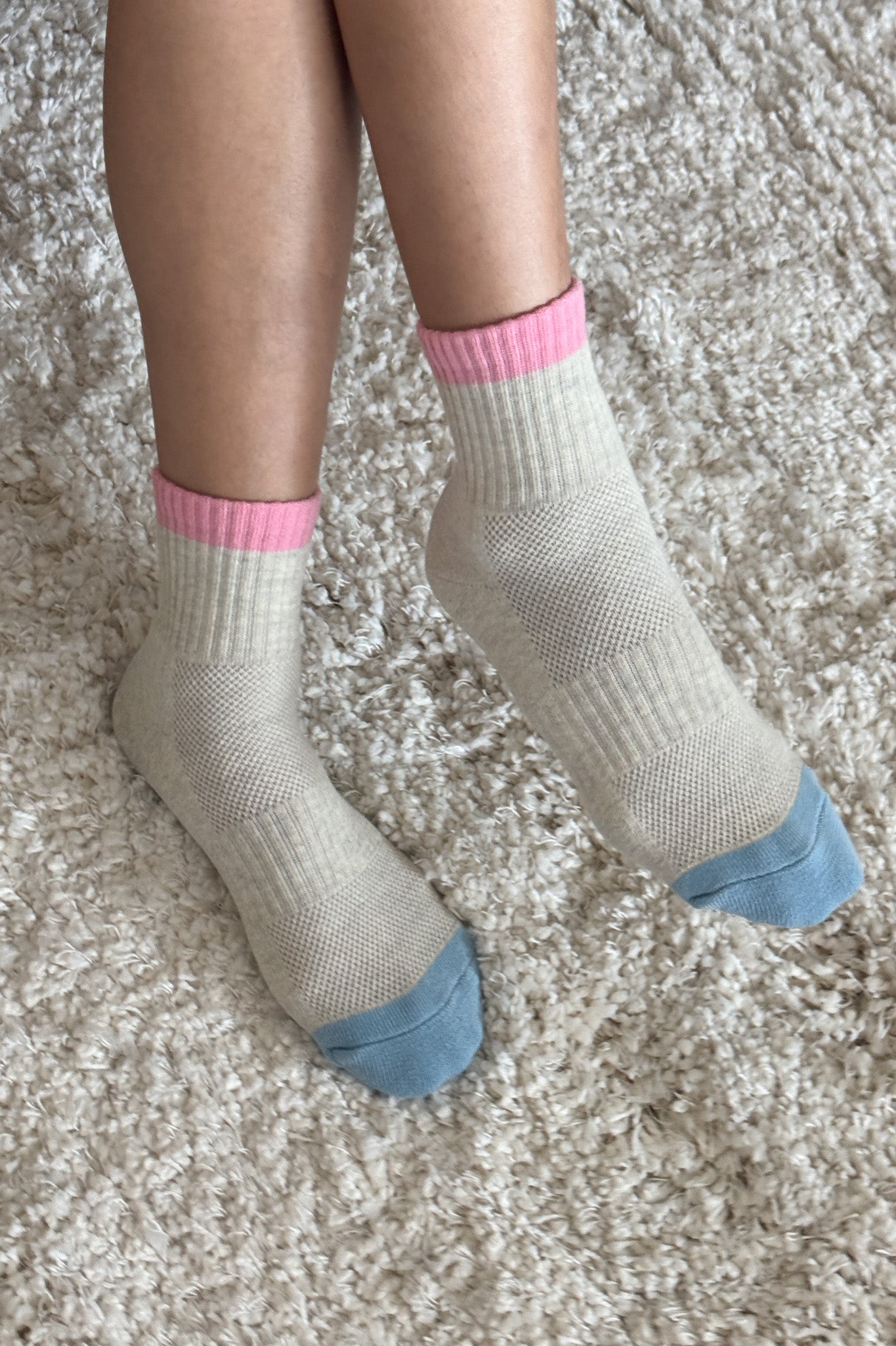 Le Bon Shoppe Girlfriend Socks | Grey Pink-Socks-Le Bon Shoppe-Ondine Ash