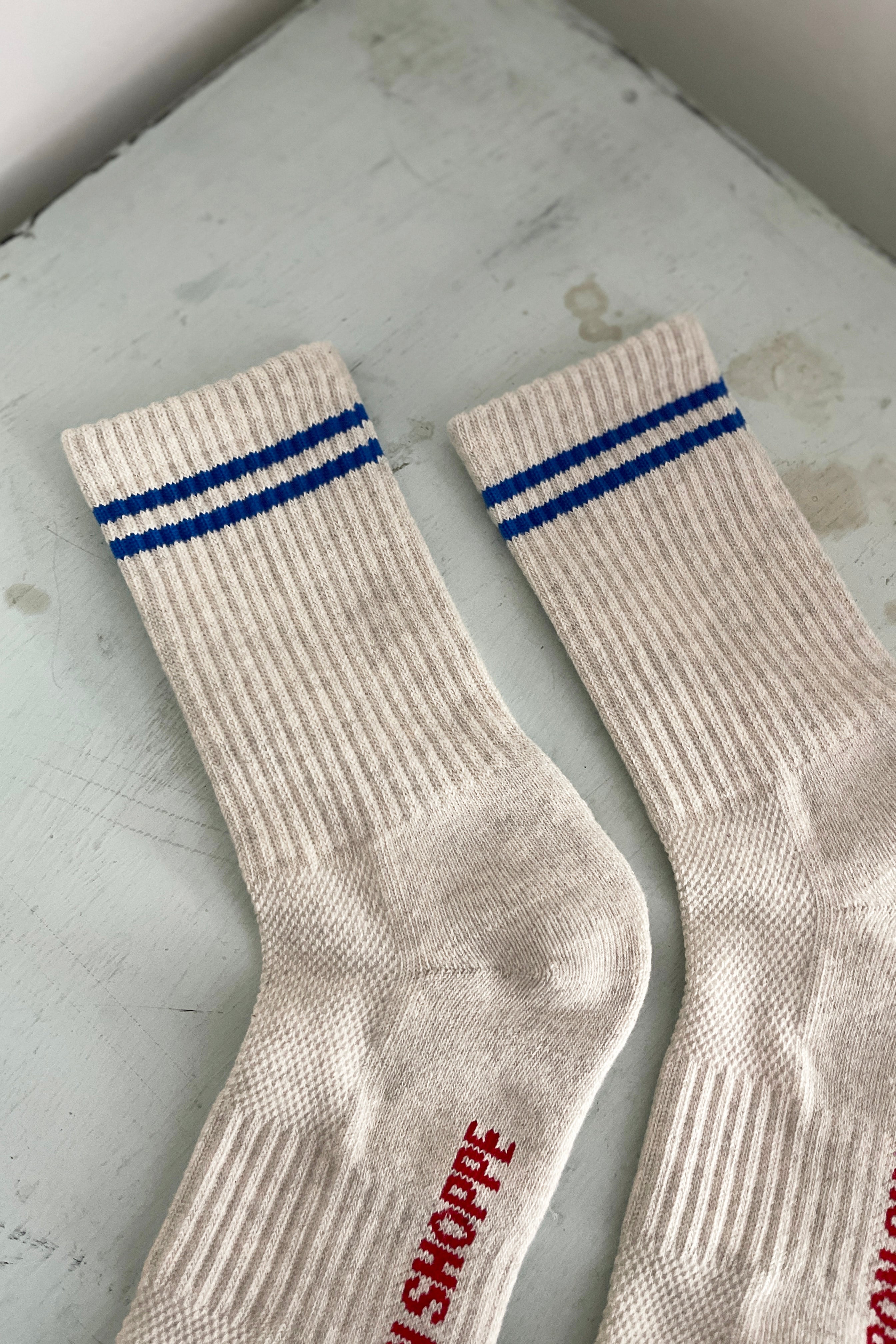 Le Bon Shoppe Boyfriend Socks | Ice Grey + Blue-Socks-Le Bon Shoppe-Ondine Ash