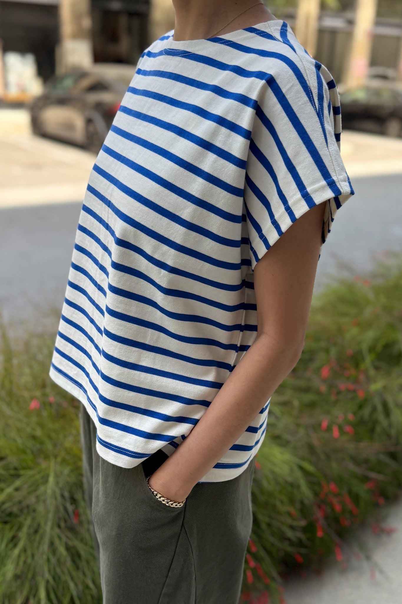 Le Bon Shoppe Manon Tee | Blue Stripe-T-Shirt-Le Bon Shoppe-Ondine Ash