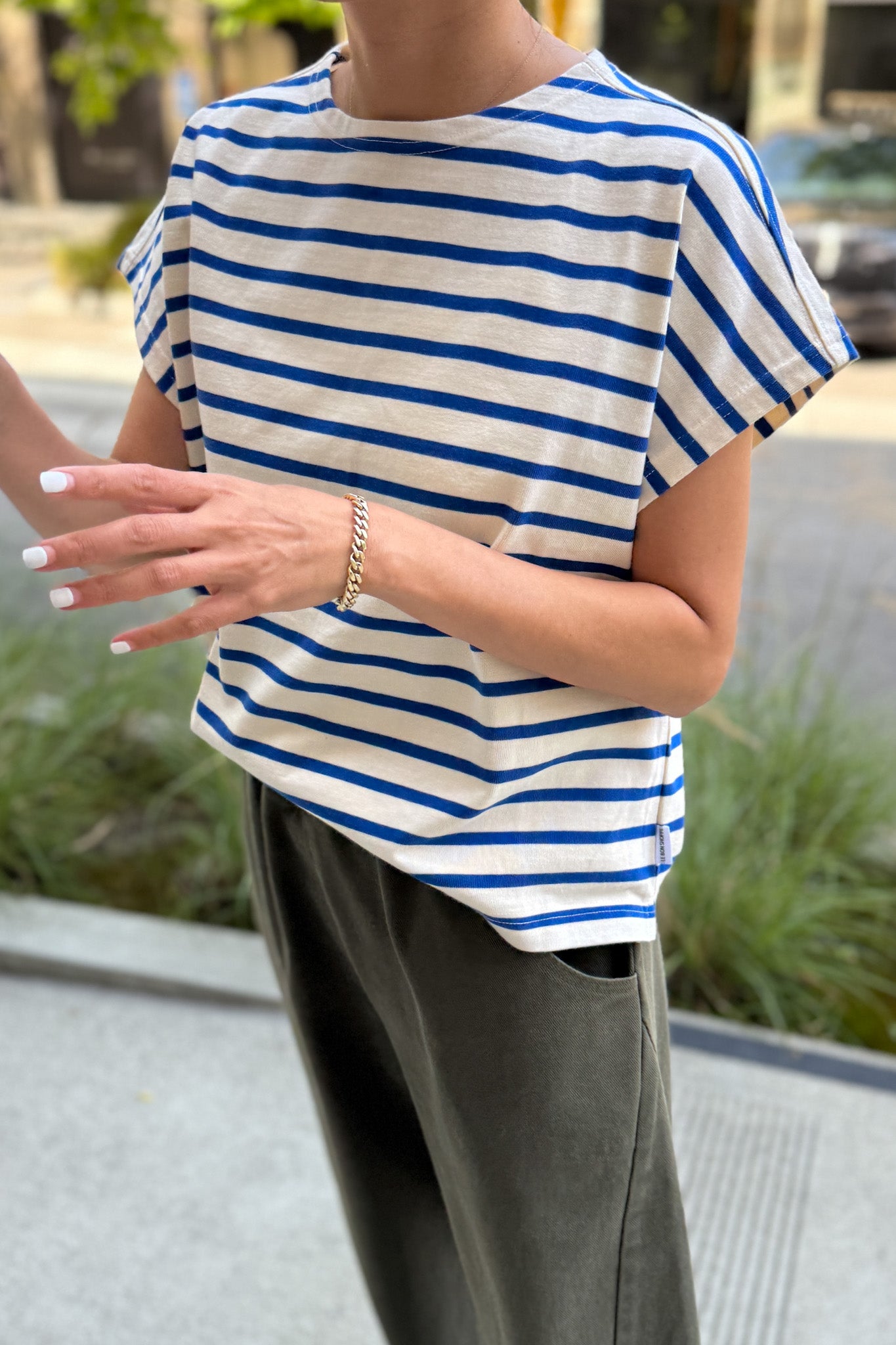Le Bon Shoppe Manon Tee | Blue Stripe-T-Shirt-Le Bon Shoppe-Ondine Ash