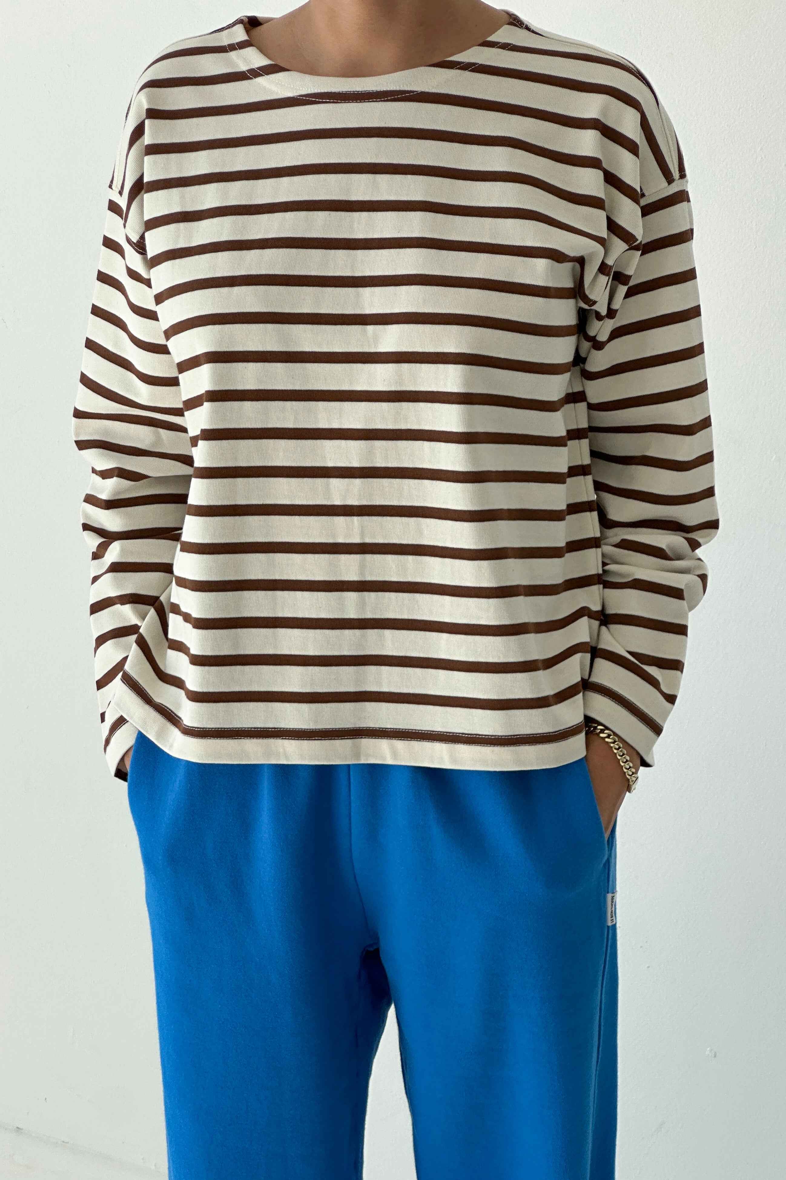 Le Bon Shoppe Sailor Top | Coffee Stripe-T-Shirt-Le Bon Shoppe-Ondine Ash