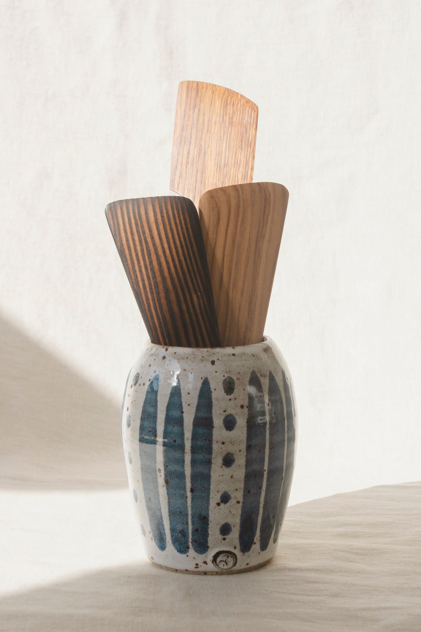 Annabel Roberts Utensil Pot | Stripes and Spots-Utensil Pot-Annabel Roberts-Ondine Ash