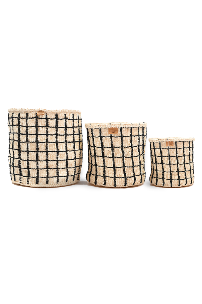 Sisal Basket | Charcoal Check