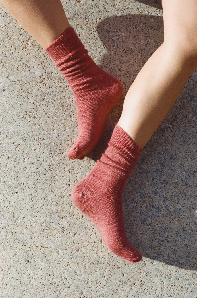 Oaken Mohair Socks | Rhubarb
