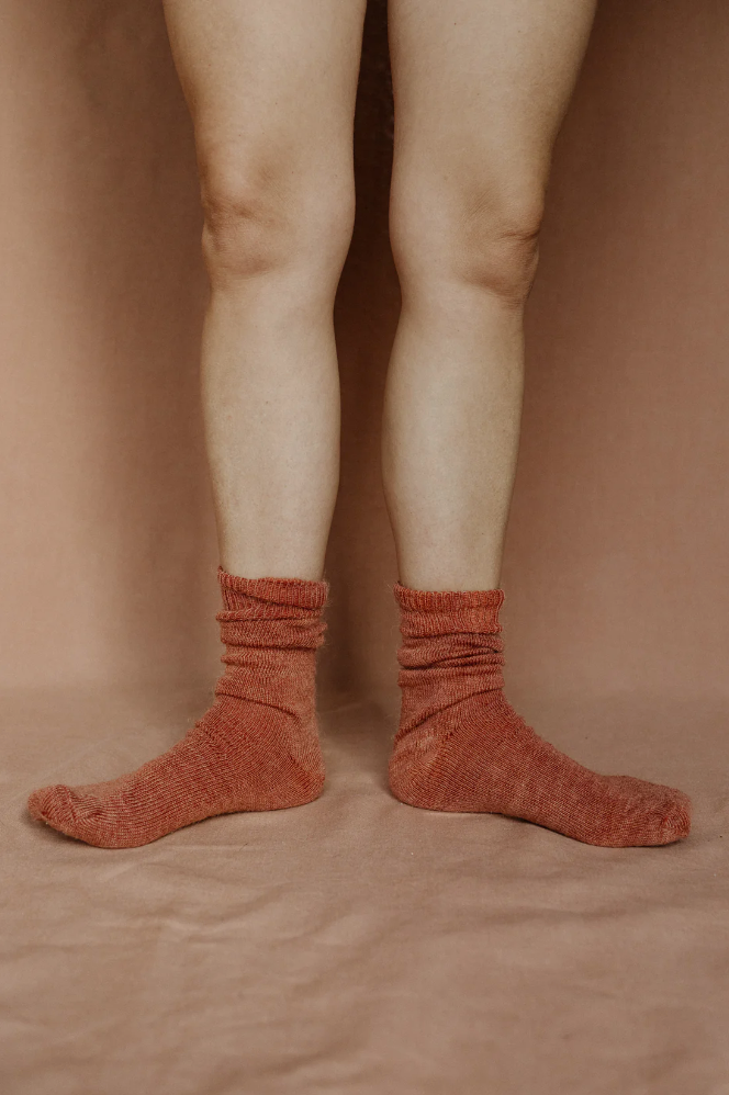 Oaken Mohair Socks | Rust