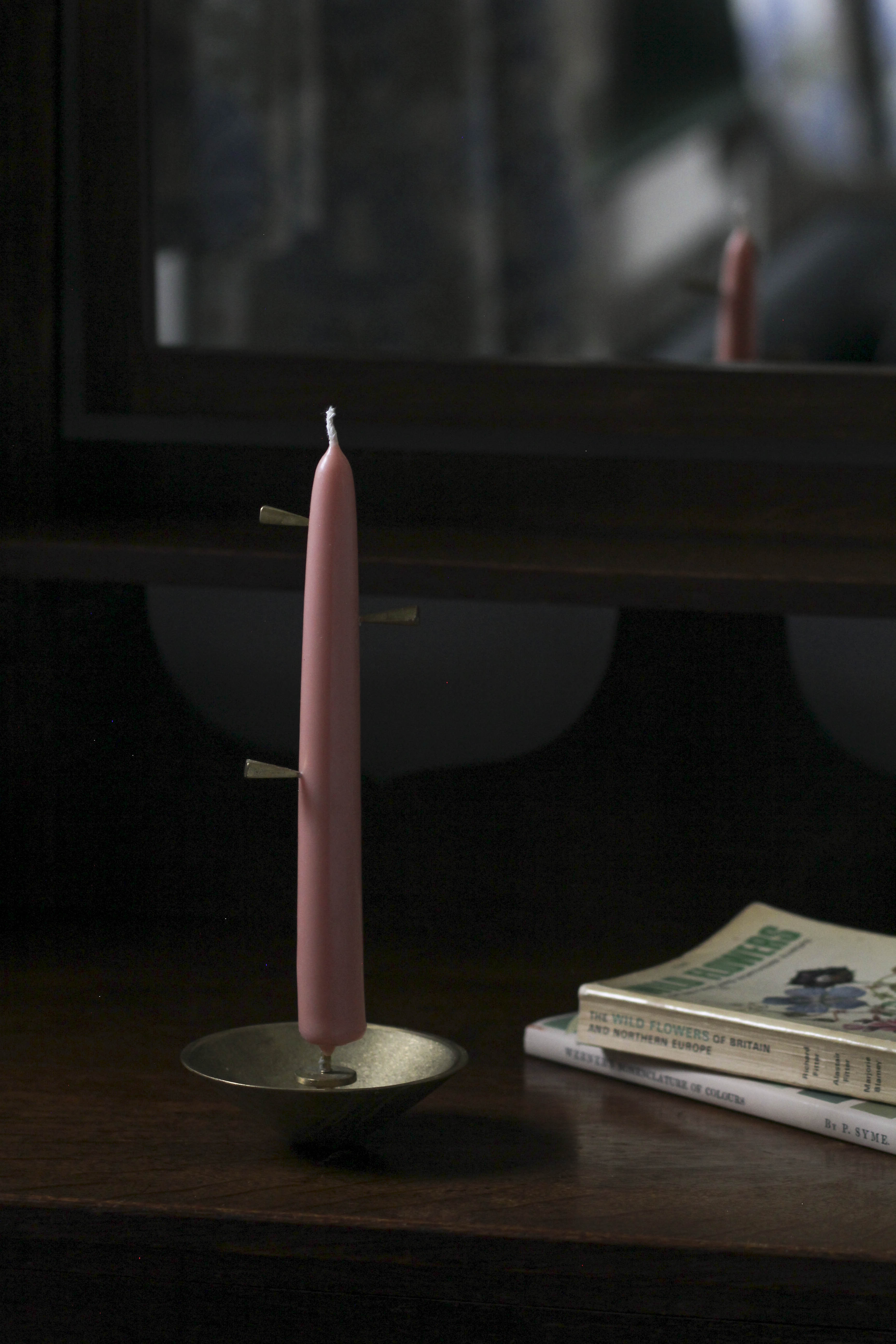 Candle photograph detail, blush pink colour, made from beeswax, Ondine Ash
