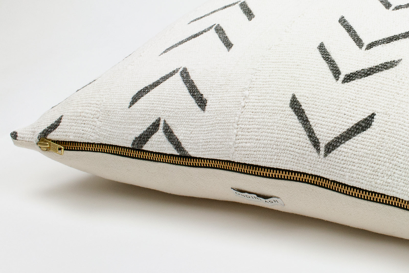 Emily Chevron Mud Cloth Cushion-Cushion-Ondine Ash-Ondine Ash