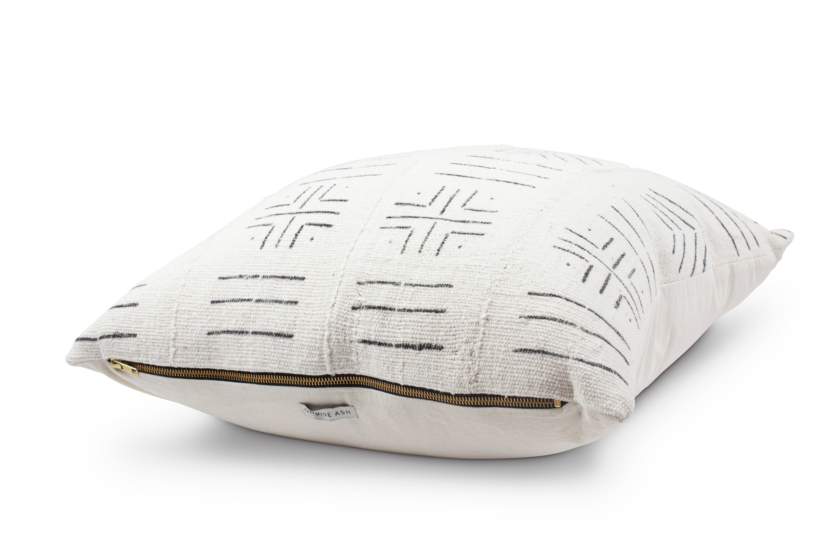 Esther White Mud Cloth Cushion-Cushion-Ondine Ash-Ondine Ash
