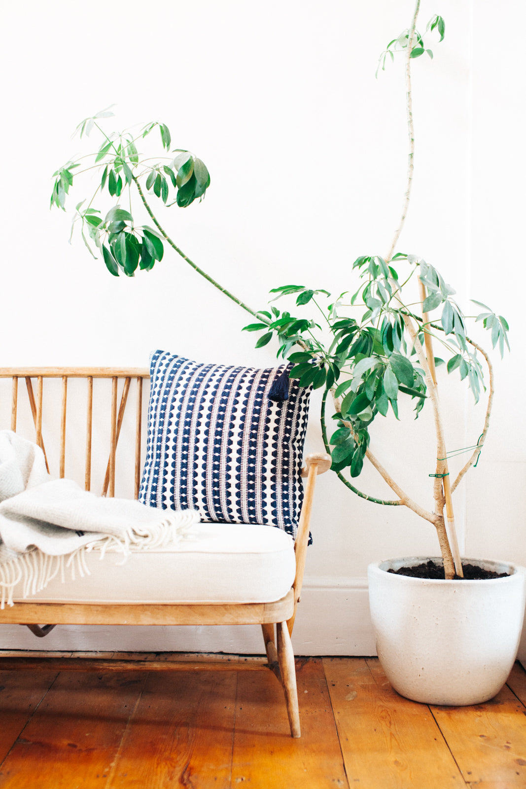 Lulu Navy Stripe Cushion-Cushion-Ondine Ash-Ondine Ash
