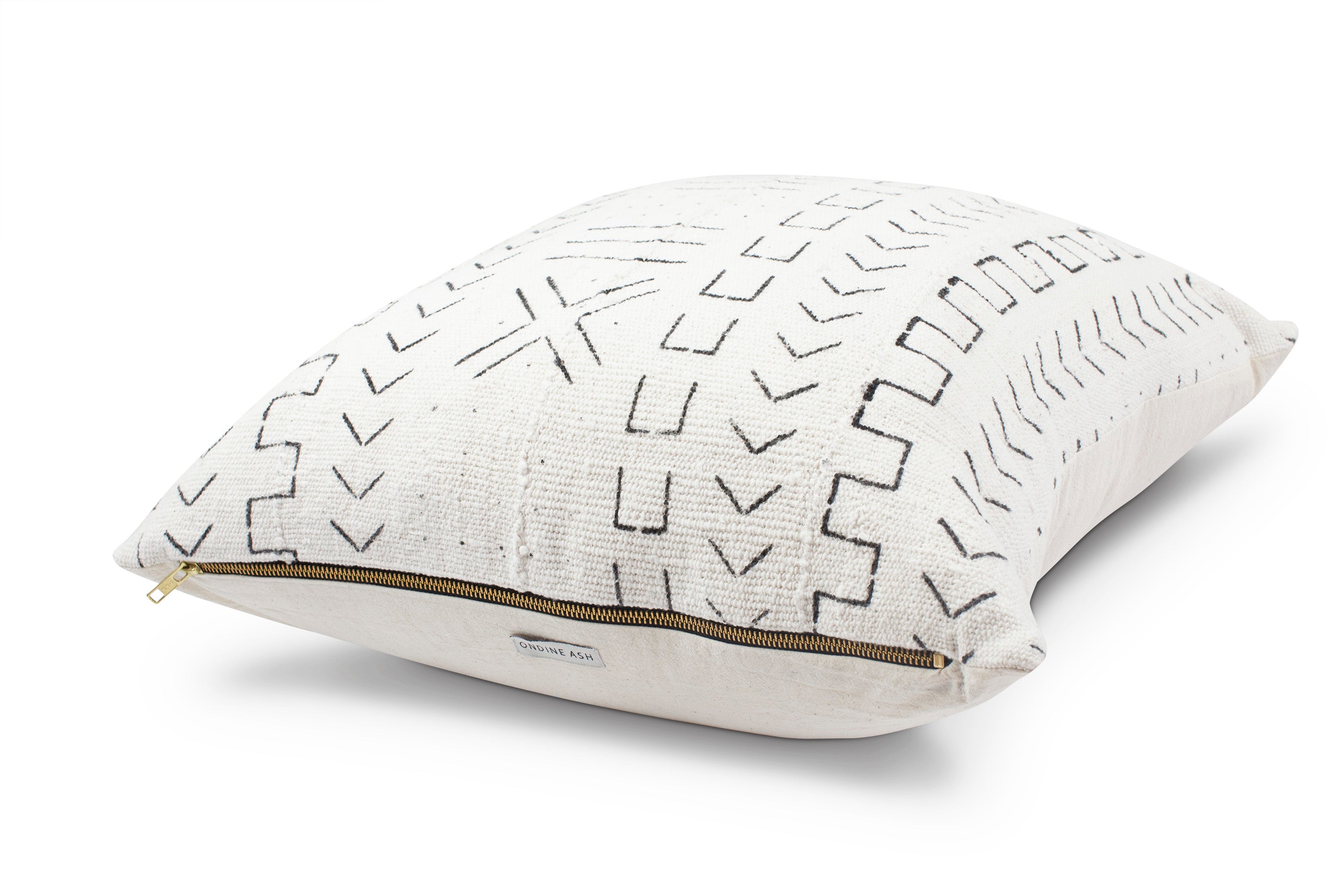 Esther White Mud Cloth Cushion-Cushion-Ondine Ash-Ondine Ash
