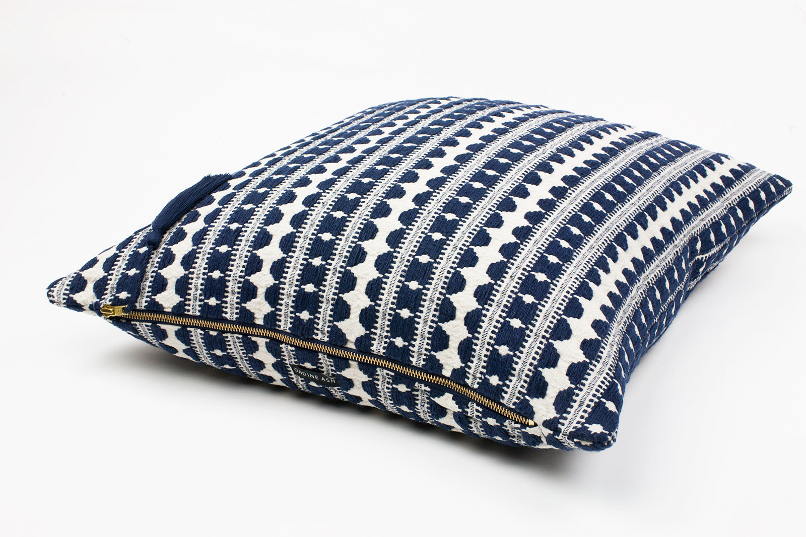 Lulu Navy Stripe Cushion-Cushion-Ondine Ash-Ondine Ash