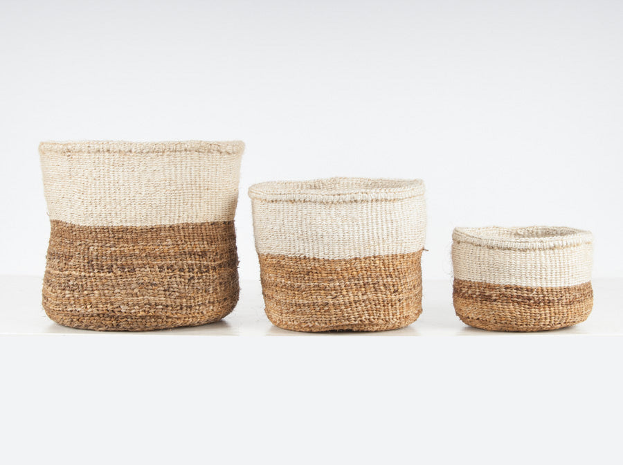Sisal Basket | Colourblock Natural-Basket-The Basket Room-Ondine Ash