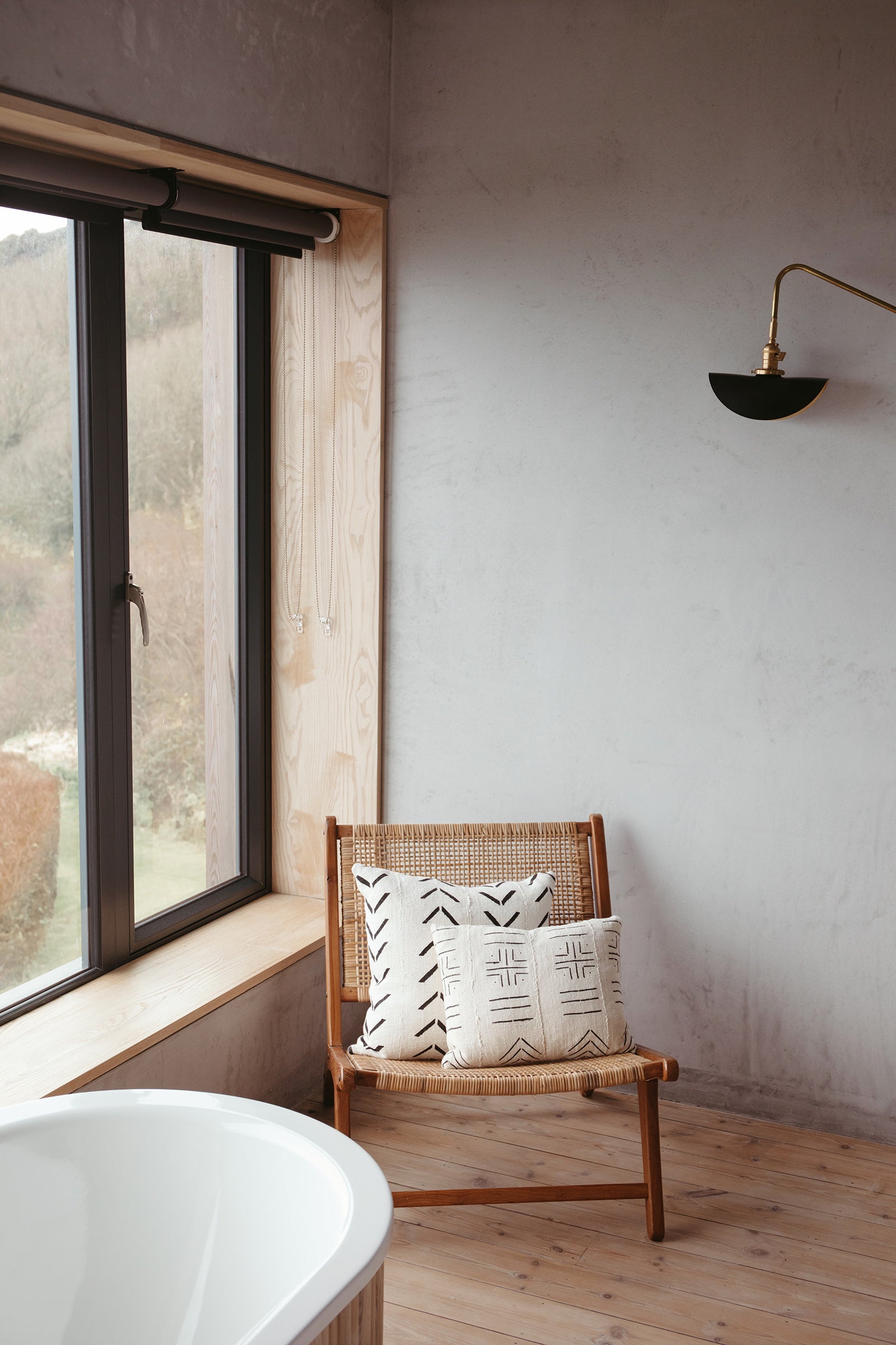 Esther Chevron Mud Cloth Cushion-Cushion-Ondine Ash-Ondine Ash