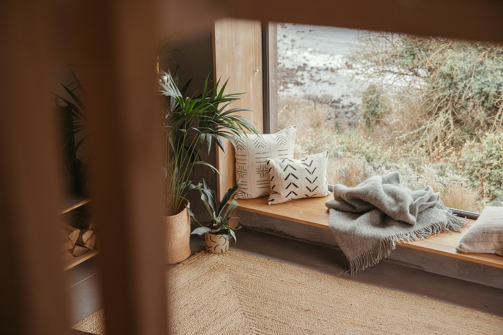 Esther White Mud Cloth Cushion-Cushion-Ondine Ash-Ondine Ash