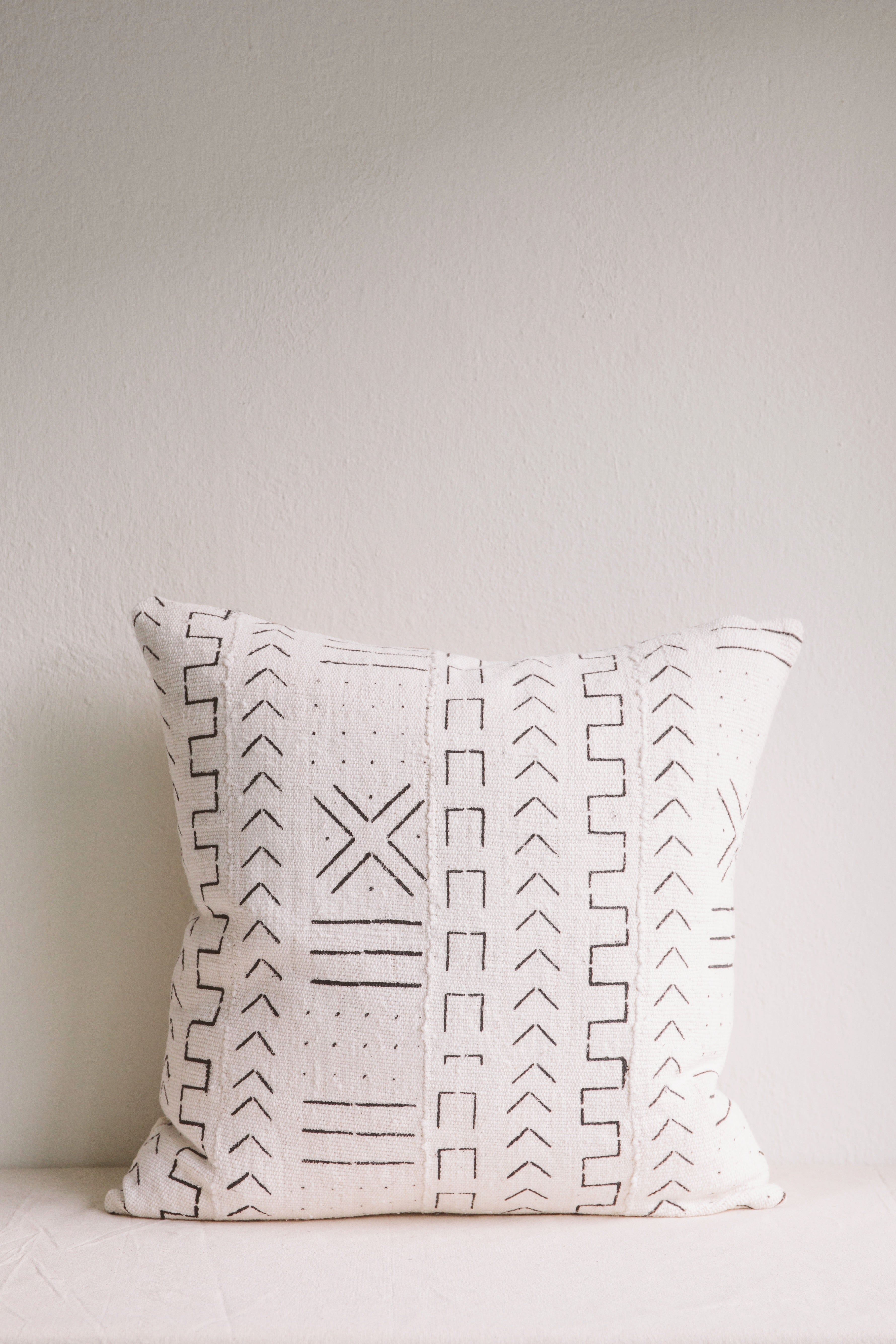 Esther White Mud Cloth Cushion-Cushion-Ondine Ash-Ondine Ash