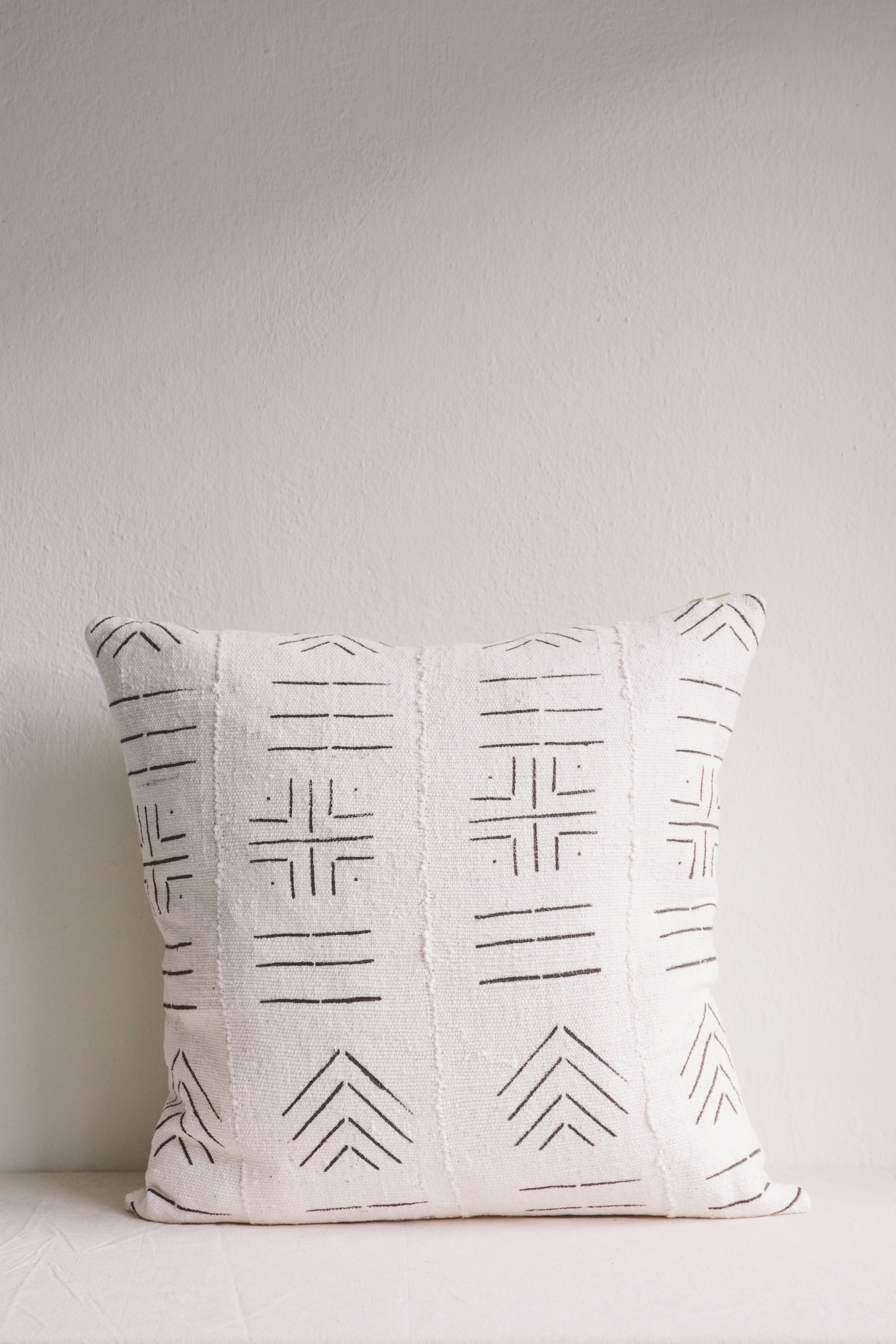 Esther White Mud Cloth Cushion-Cushion-Ondine Ash-Ondine Ash