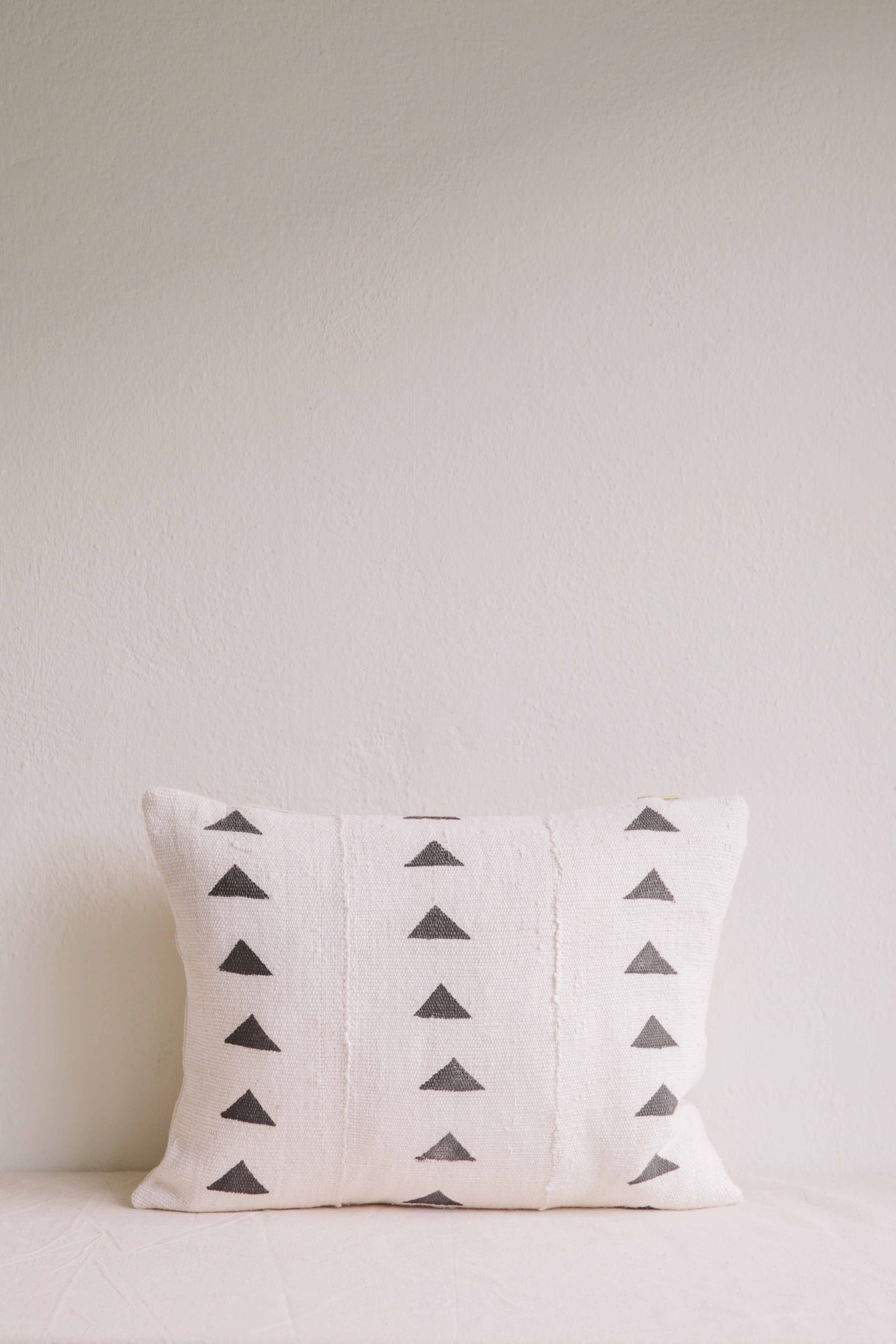 Emily White Triangle Mud Cloth Cushion