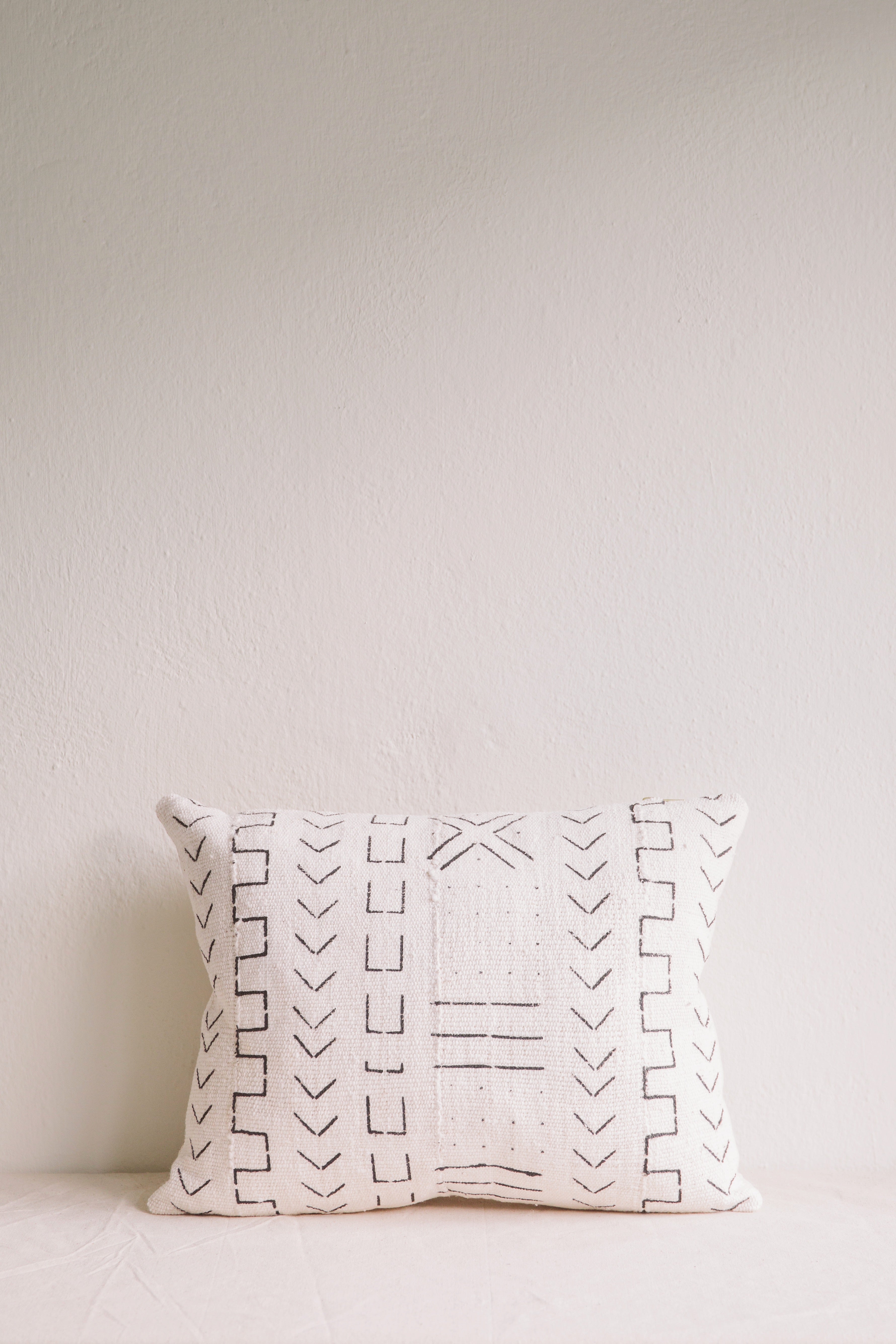 Emily White Mud Cloth Cushion-Cushion-Ondine Ash-Ondine Ash