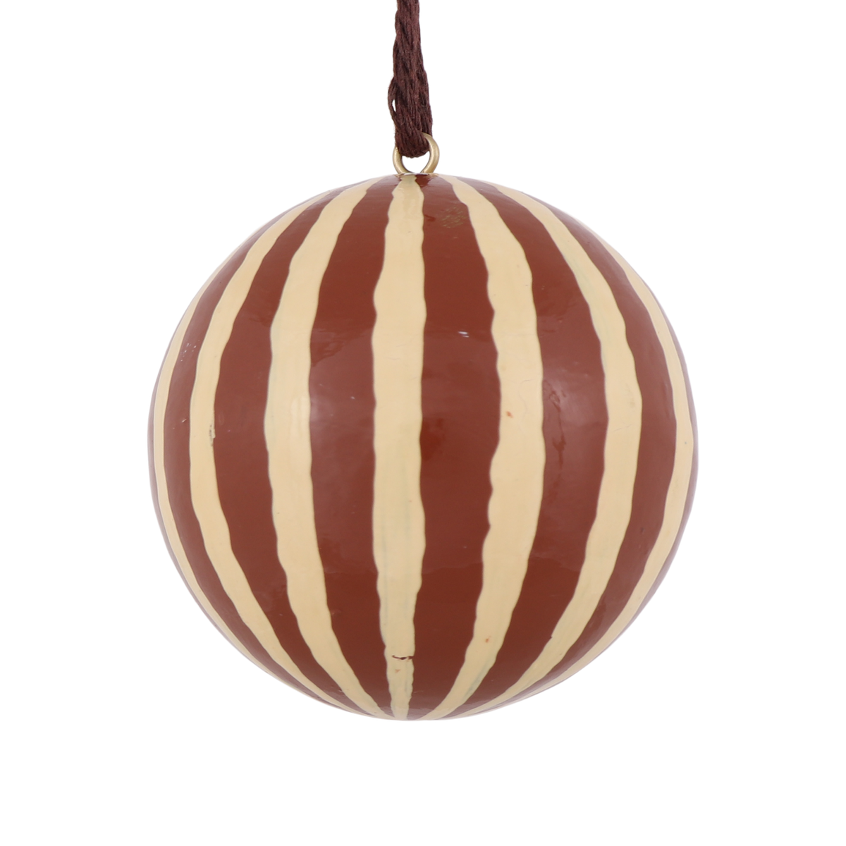 Stripe Papier Mache Bauble | Chestnut