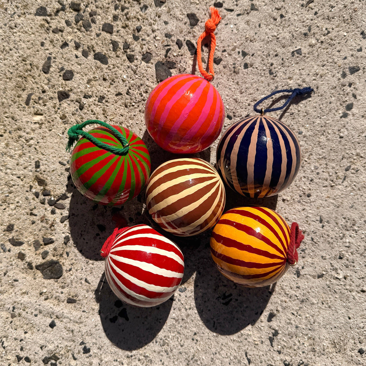 Stripe Papier Mache Bauble | Chestnut