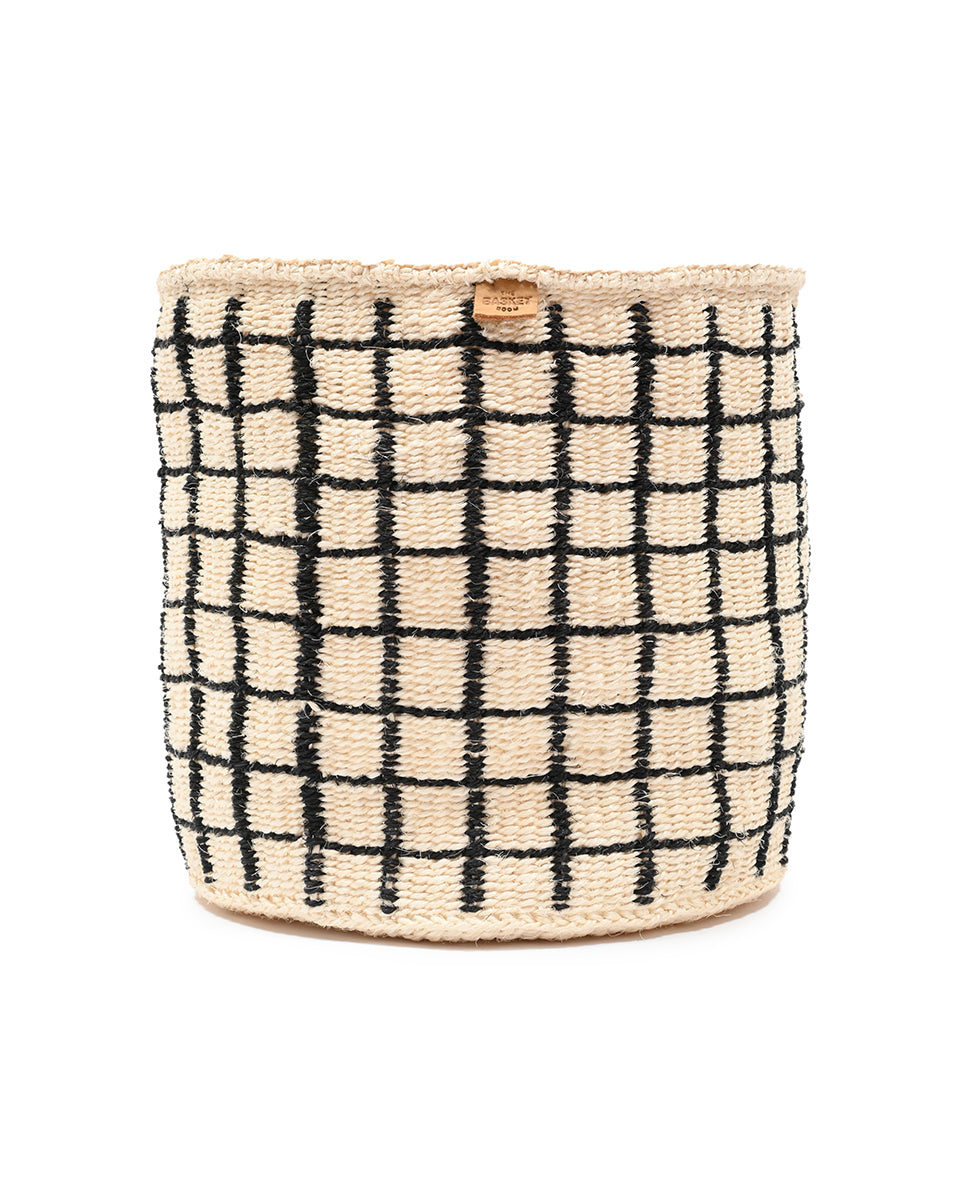 Sisal Basket | Charcoal Check