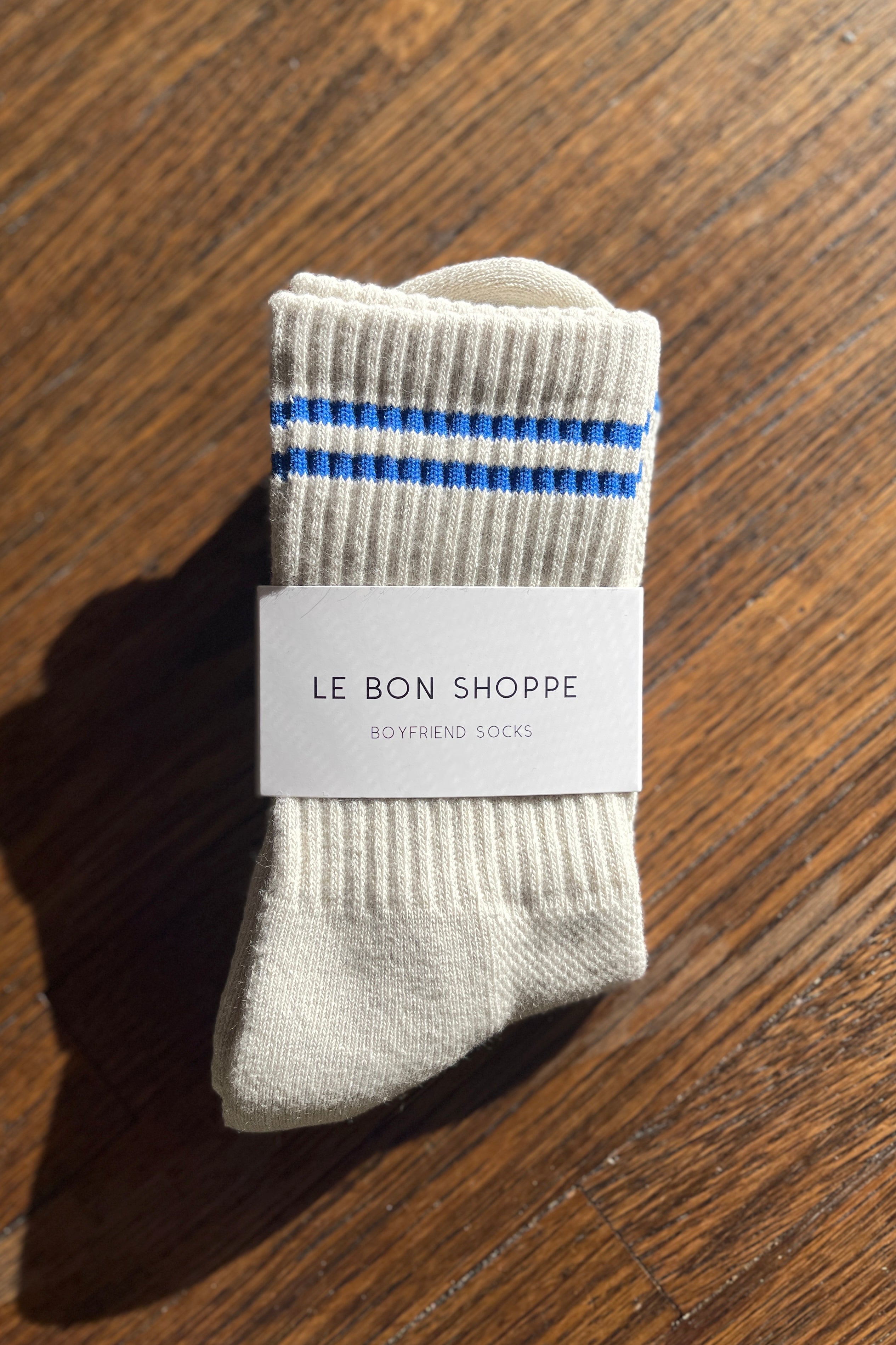 Le Bon Shoppe Boyfriend Socks | Ice Grey + Blue