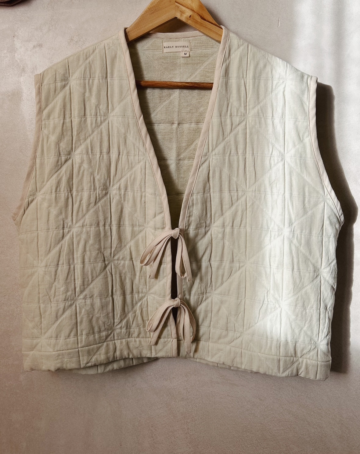 Kaely Russell Quilted Tie Vest-Vest-Kaely Russell-Champaign-XS-Ondine Ash