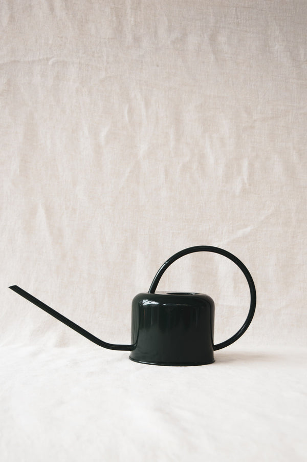 Product shot of dark green watering can for Ondine Ash, Falmouth