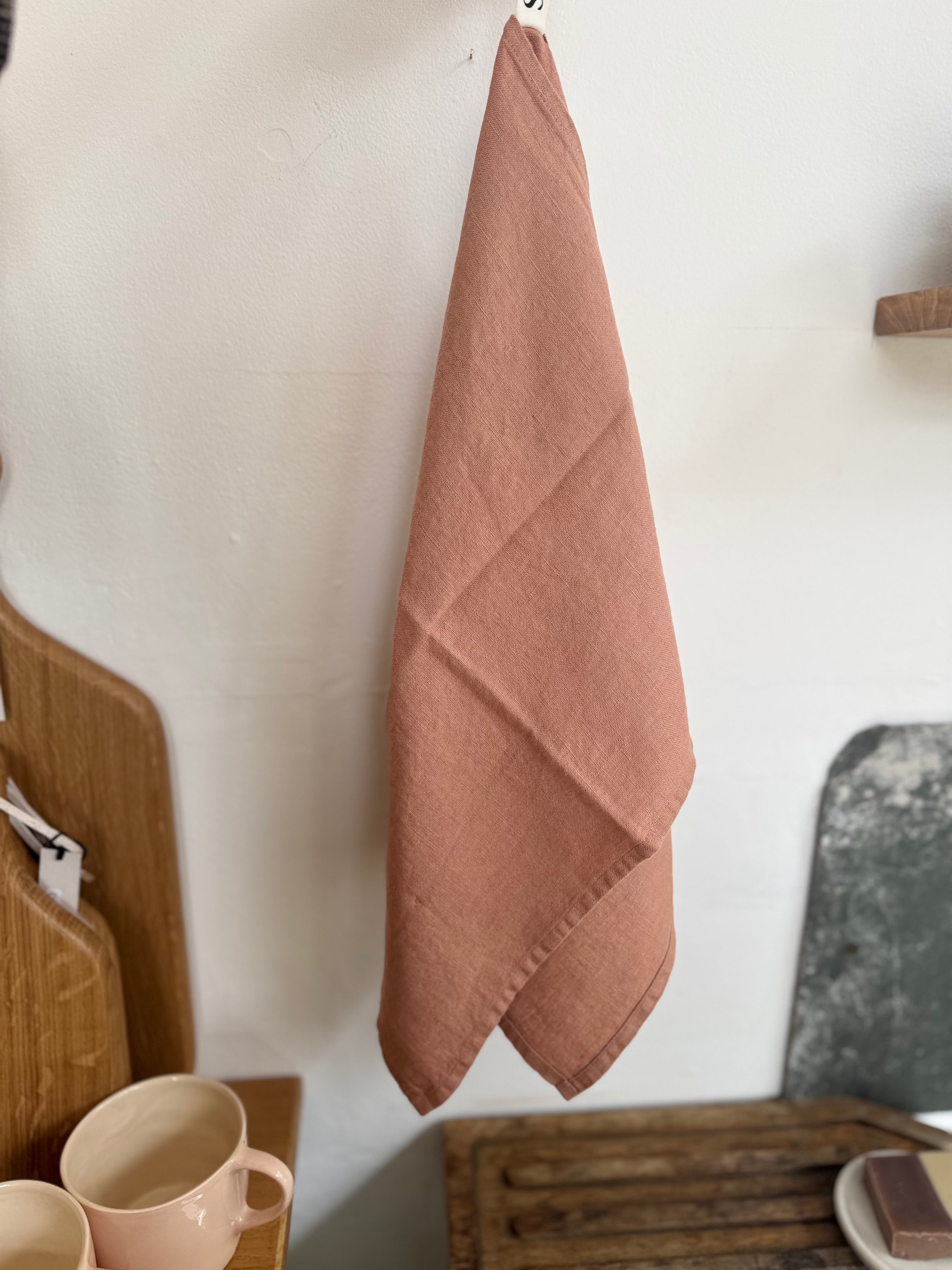 Linen Tea Towel | Pink Clay