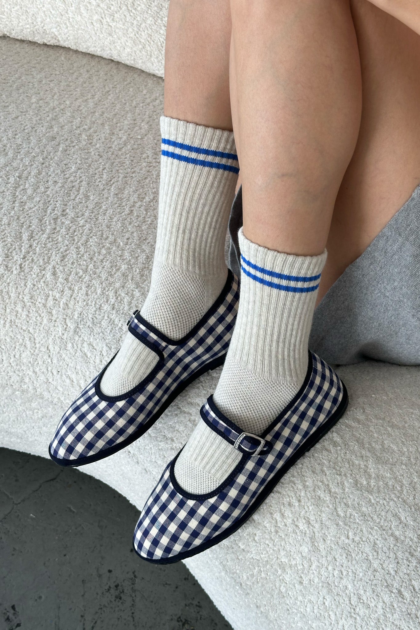 Le Bon Shoppe Boyfriend Socks | Ice Grey + Blue