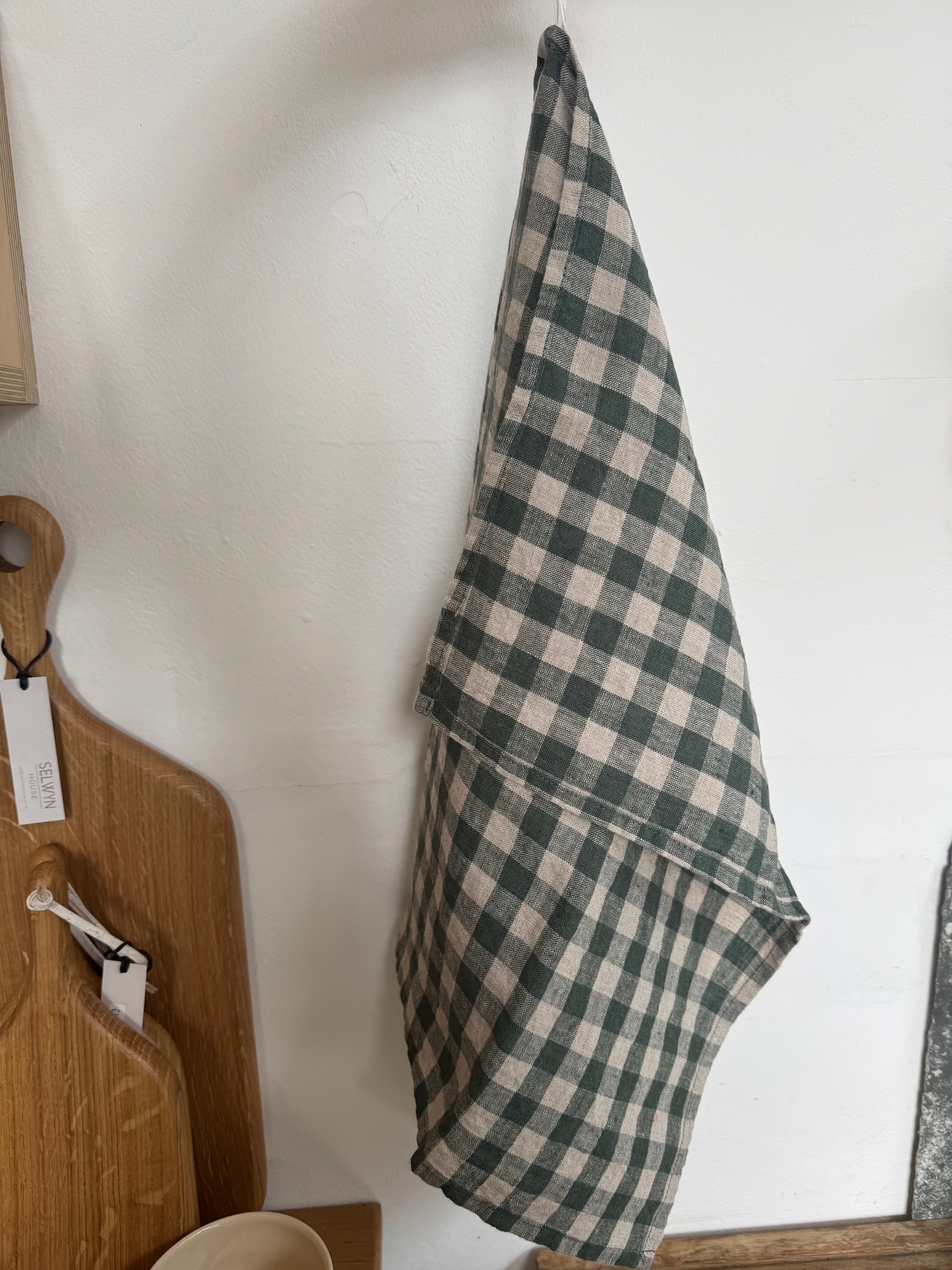 Paño de cocina de lino | Cuadros Vichy verdes