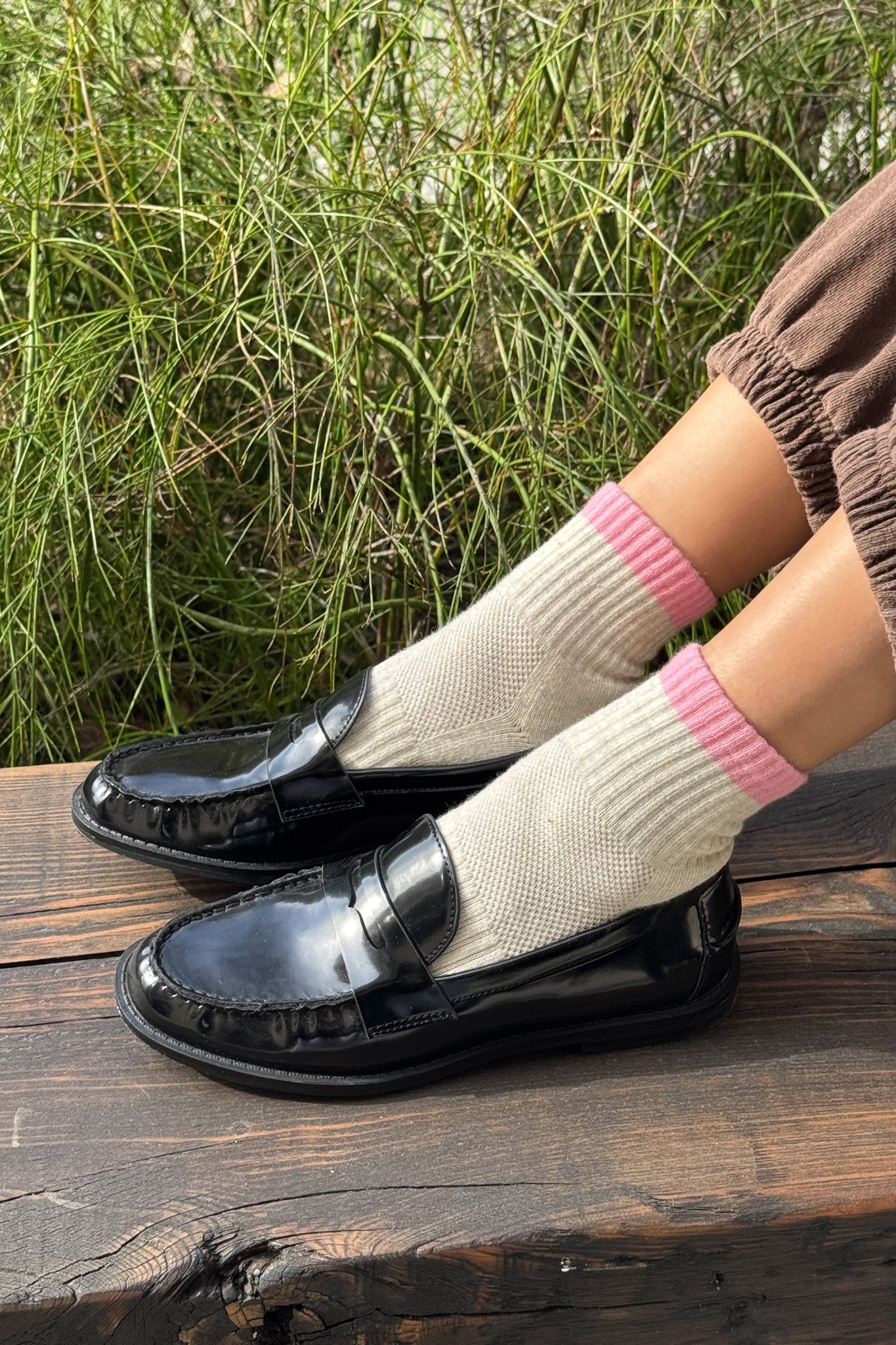 Le Bon Shoppe Girlfriend Socks | Grey Pink-Socks-Le Bon Shoppe-Ondine Ash