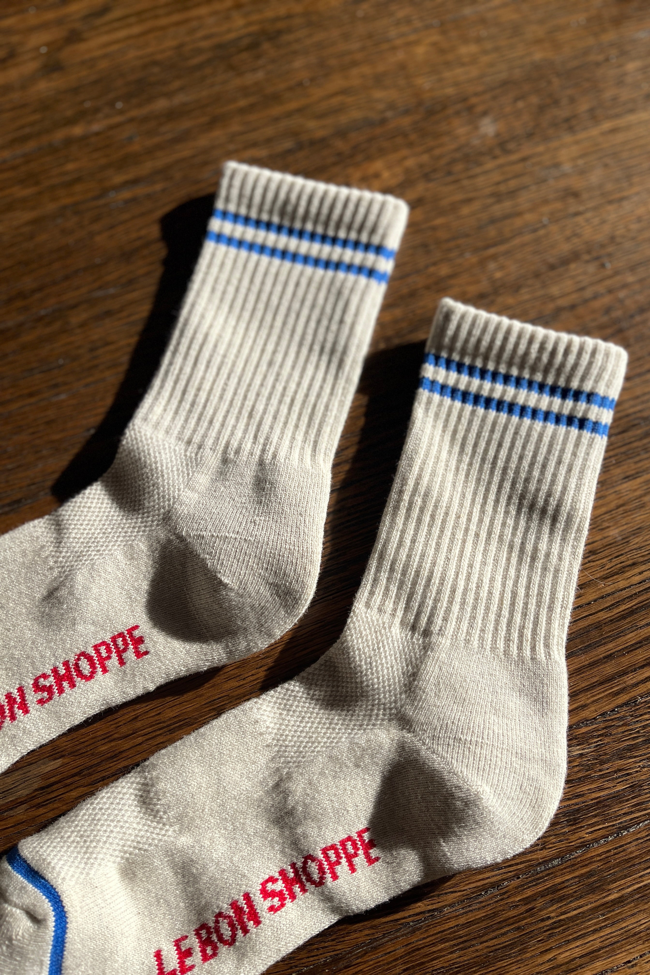 Le Bon Shoppe Boyfriend Socks | Ice Grey + Blue-Socks-Le Bon Shoppe-Ondine Ash