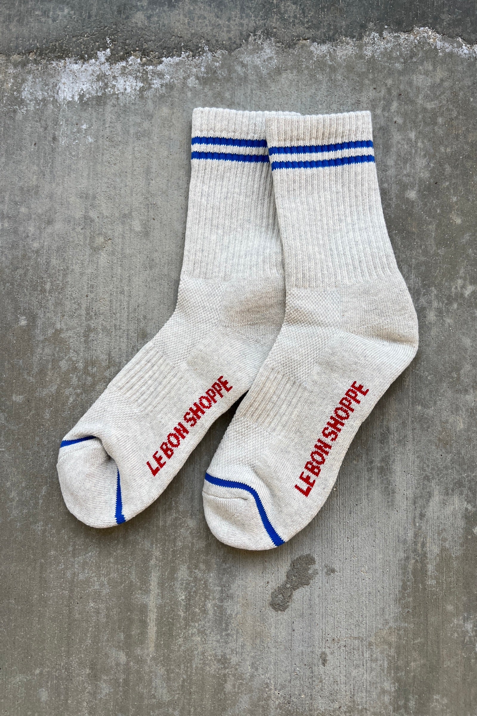 Le Bon Shoppe Boyfriend Socks | Ice Grey + Blue-Socks-Le Bon Shoppe-Ondine Ash