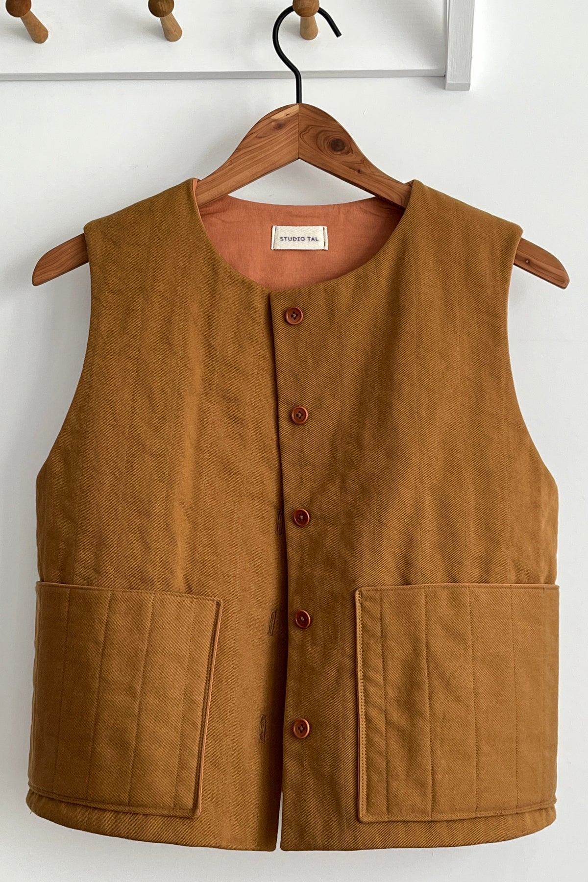 Studio Tal Quilted Button Vest | Tan
