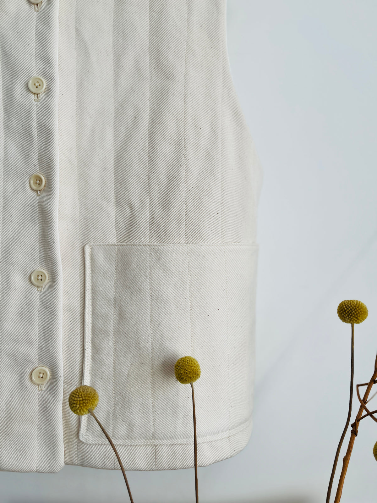 Studio Tal Quilted Button Vest | Ecru