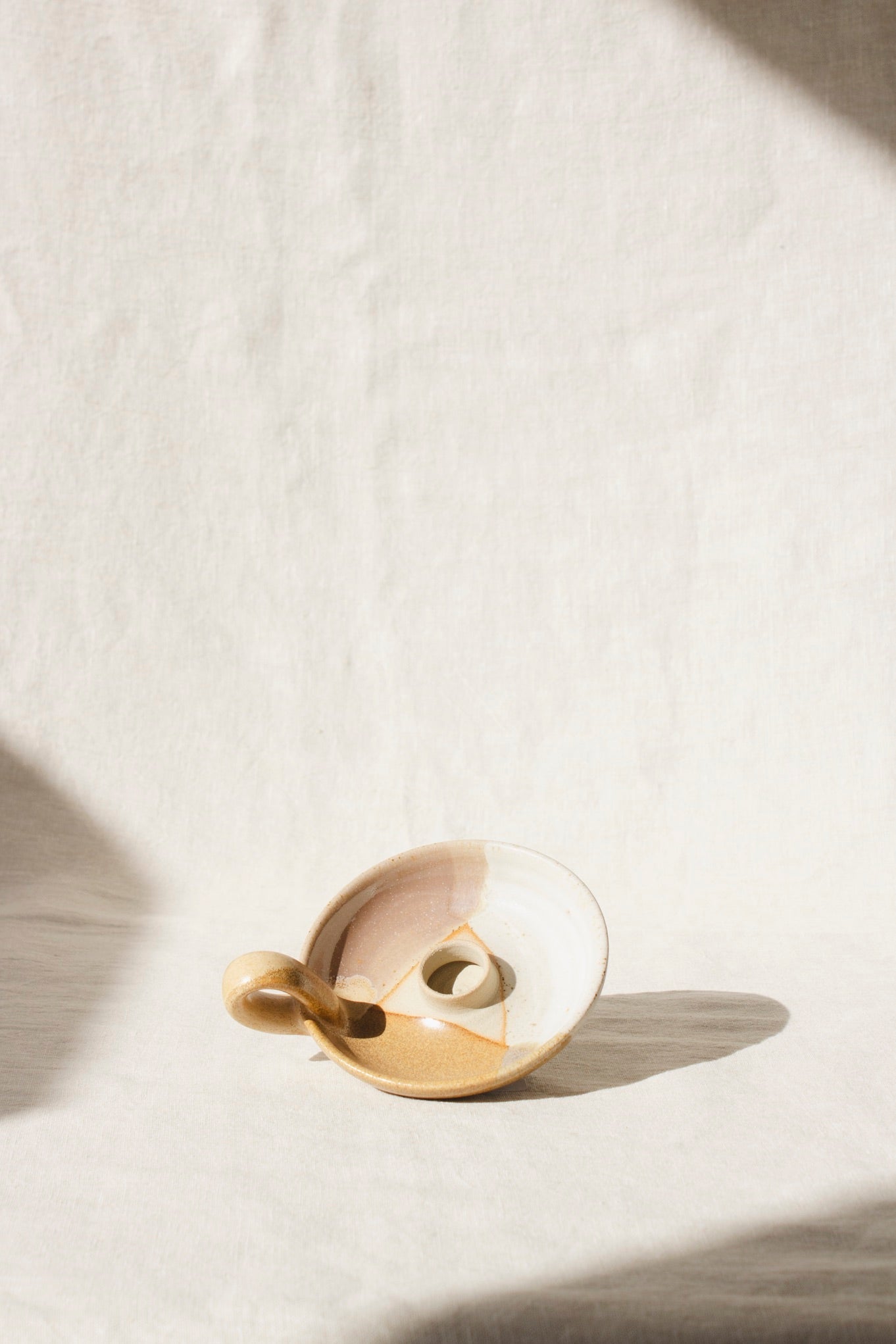 Liz Vidal Candle Holder | Dipped Glazes-Ceramic-Liz Vidal-Caramel-Ondine Ash