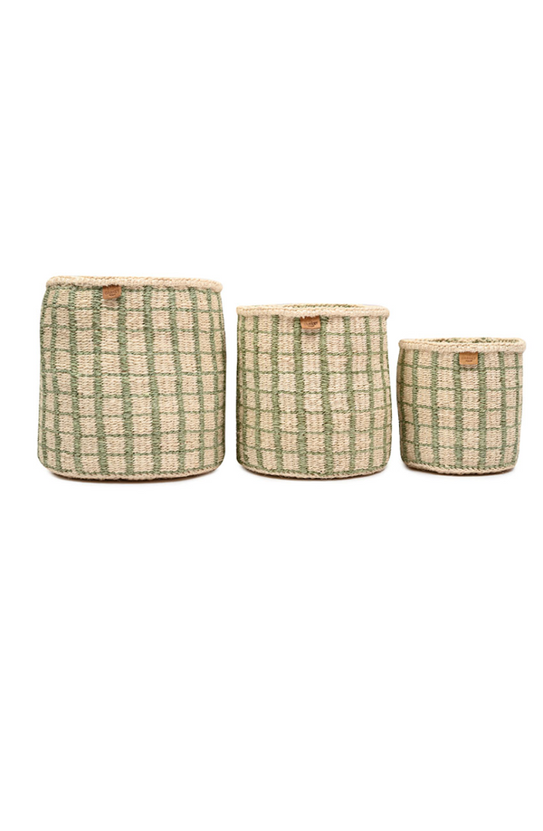 Sisal Basket | Green Check
