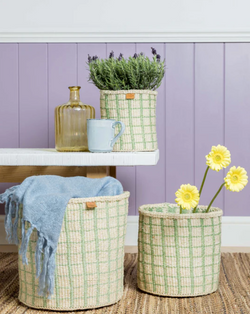 Sisal Basket | Green Check