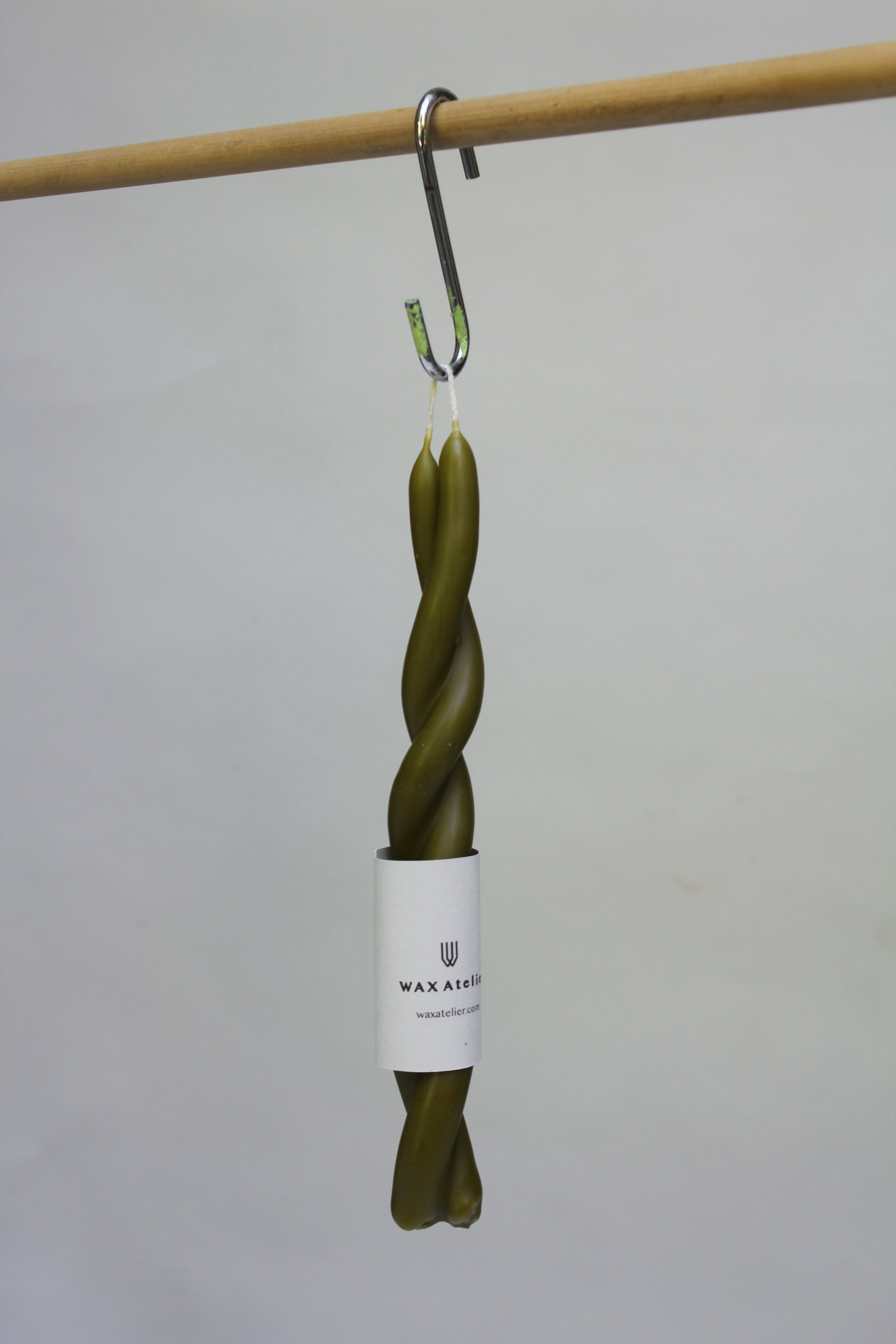 Twisted Candles - Moss Green-Candles-Wax Atelier-Ondine Ash