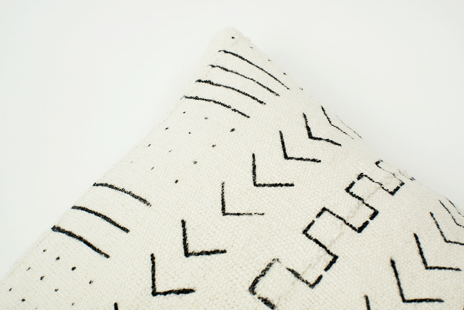 Emily White Mud Cloth Cushion-Cushion-Ondine Ash-Ondine Ash