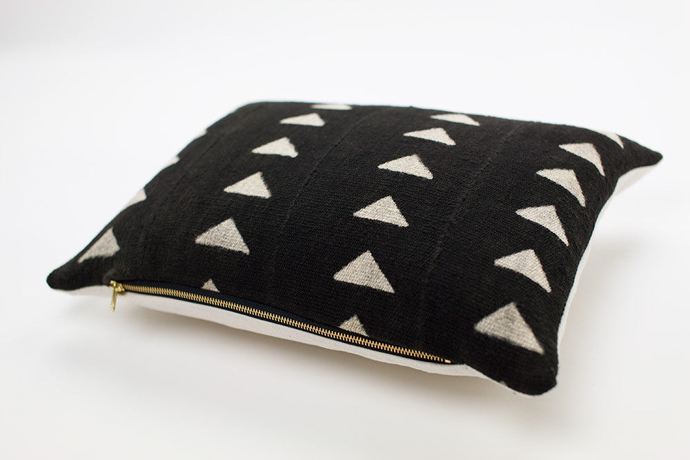 Emily Triangle Mud Cloth Cushion-Cushion-Ondine Ash-Ondine Ash