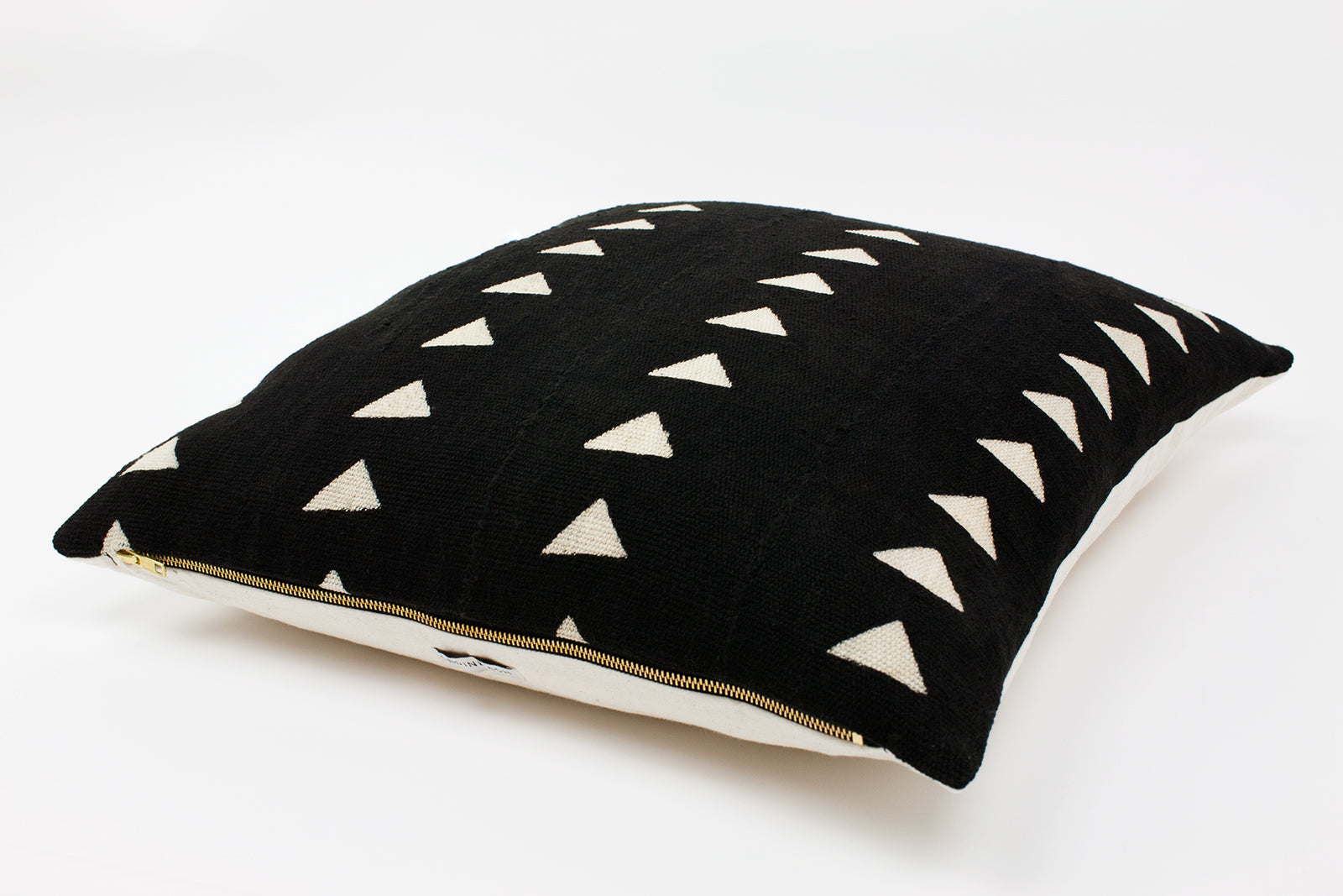 Vintage Mud Cloth Cushion | Esther | Black Triangles-Cushion-Ondine Ash-Ondine Ash